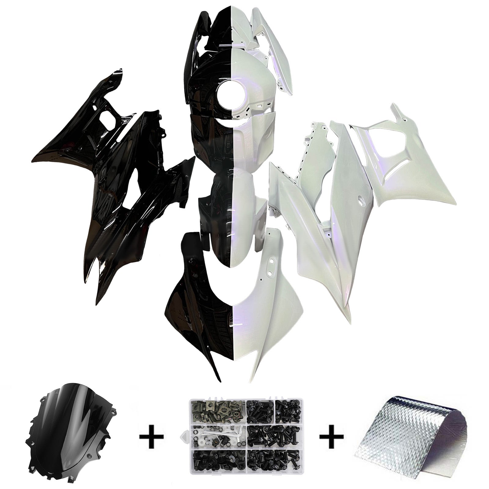 Komplet oklepa z vbrizgano ABS plastiko, združljiv z Yamaho YZF-R3 R25 2019-2021