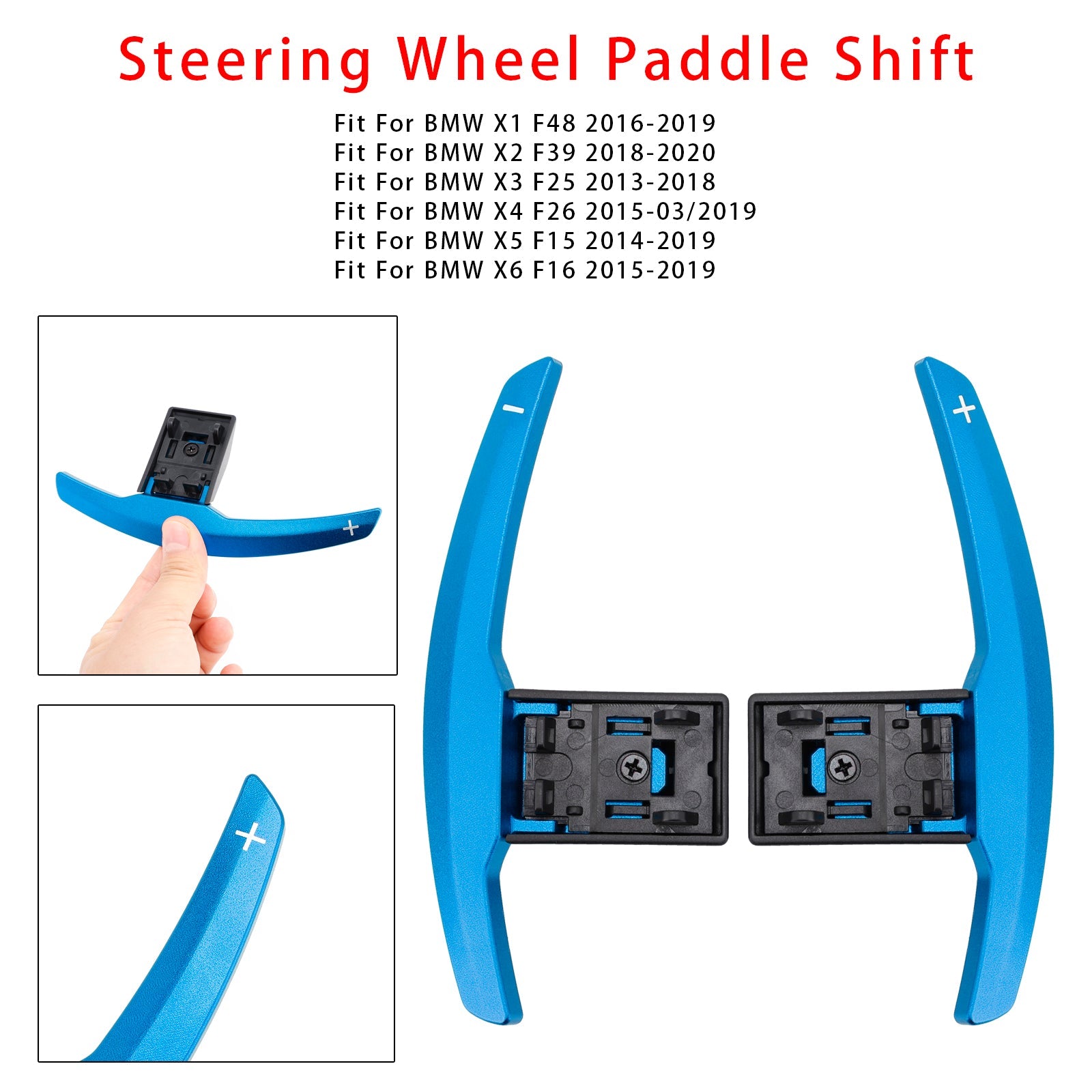 Extension de palettes de changement de vitesse pour BMW Série F F30 F31 F32 F10 X3 X5 Aluminium Bleu