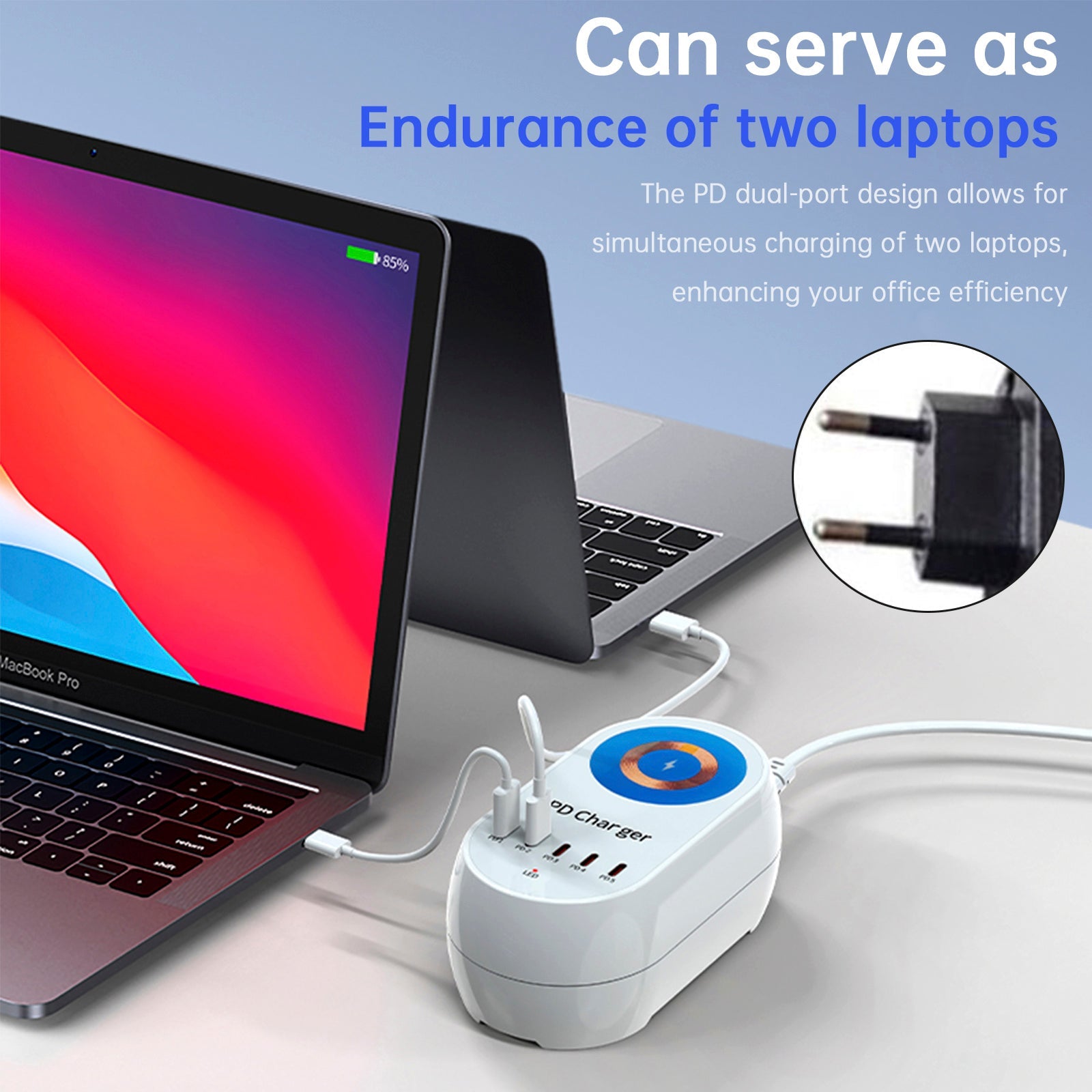 Caricatore multiport magnetico wireless PD 140 W, carico rapido, laptop e telefono cellulare, presa UE