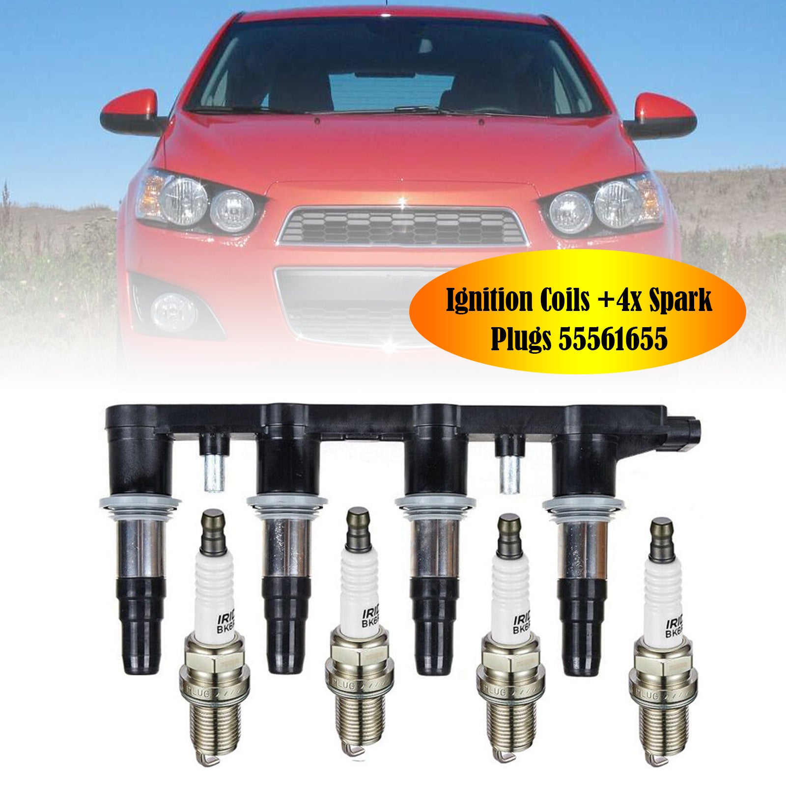 1 bobine d'allumage + 4 bougies d'allumage 55561655 pour Chevrolet Sonic 1.8l 2012 - 2018