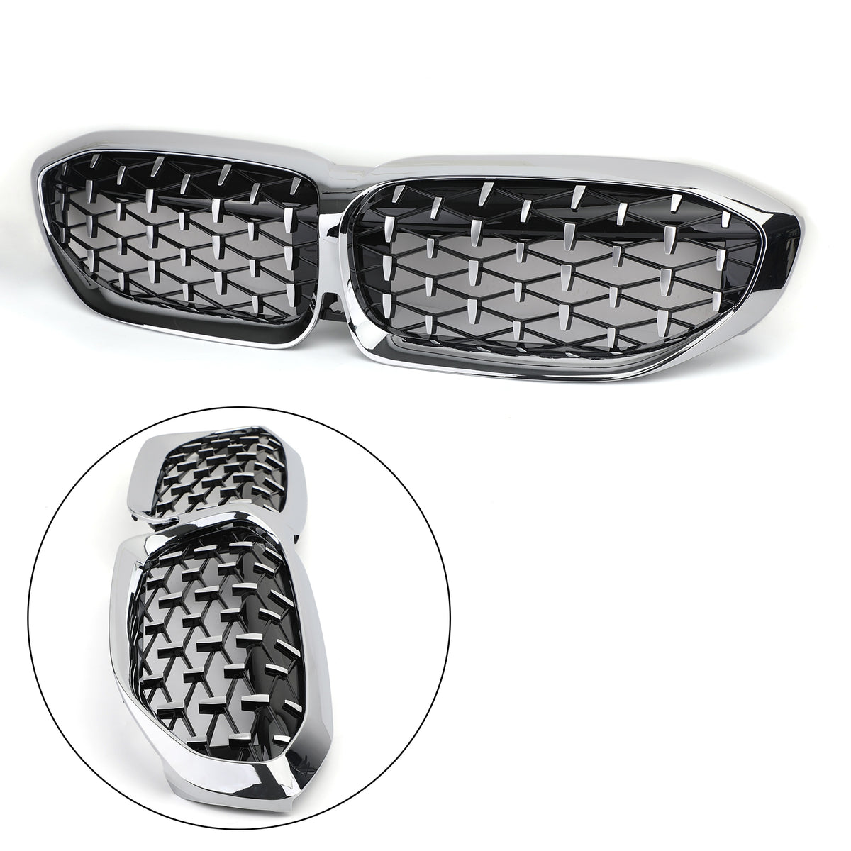Front Diamond Style Grille de calandre Pour BMW New 3 Series G20 Racing Chrome
