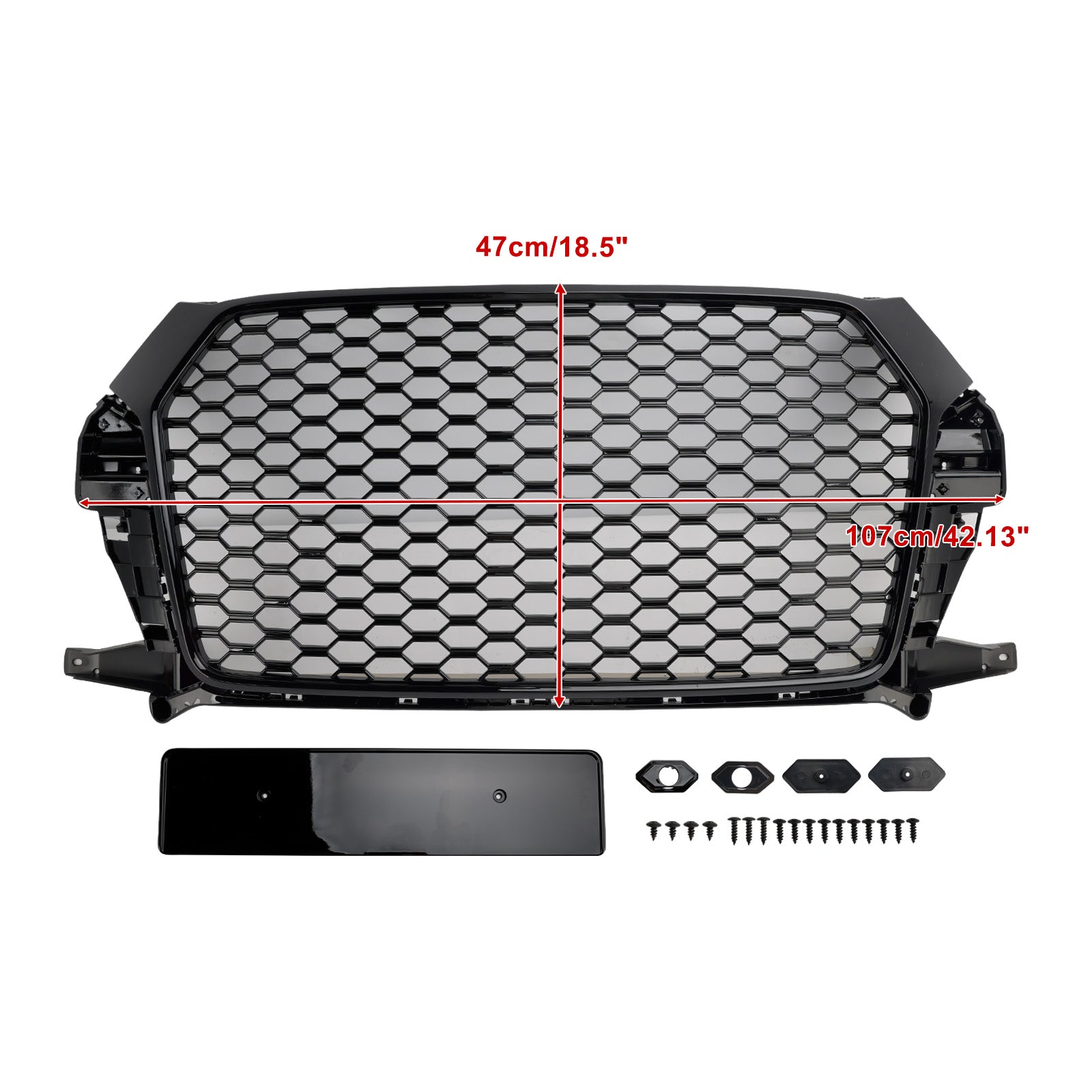 Calandre avant style nid d'abeille noir brillant pour Audi Q3 RSQ3 (2016-2018)
