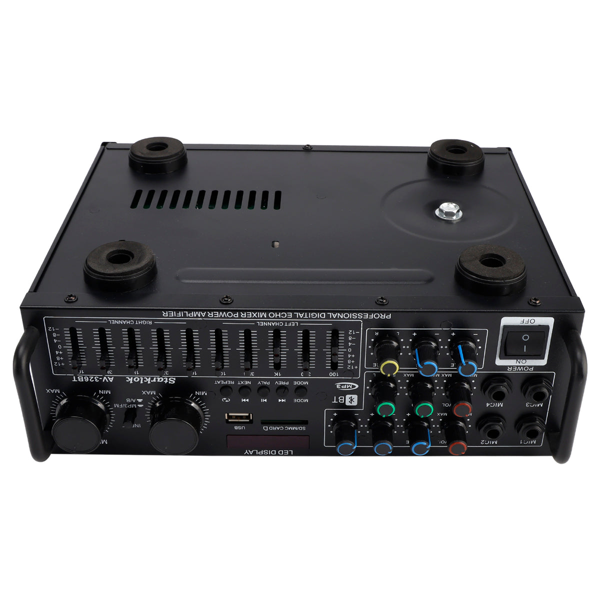 Bluetooth 5.4 HiFi 2500W Peak stéréo Power Amplificateur Karaoké FM USB EQ Mixer