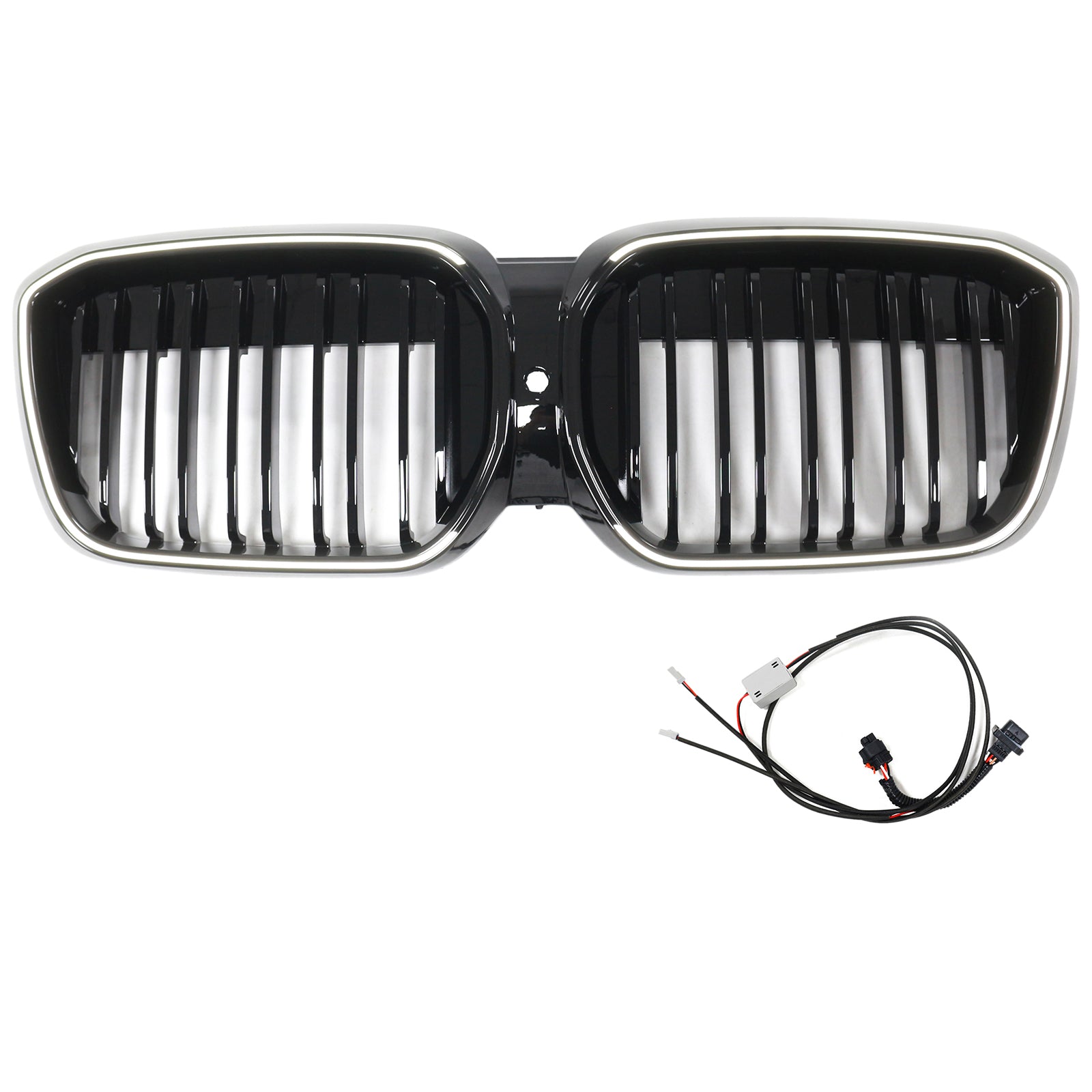 Grille de calandre avant noire brillante à double lamelles pour BMW IX3 G08 LCI 2022-2024