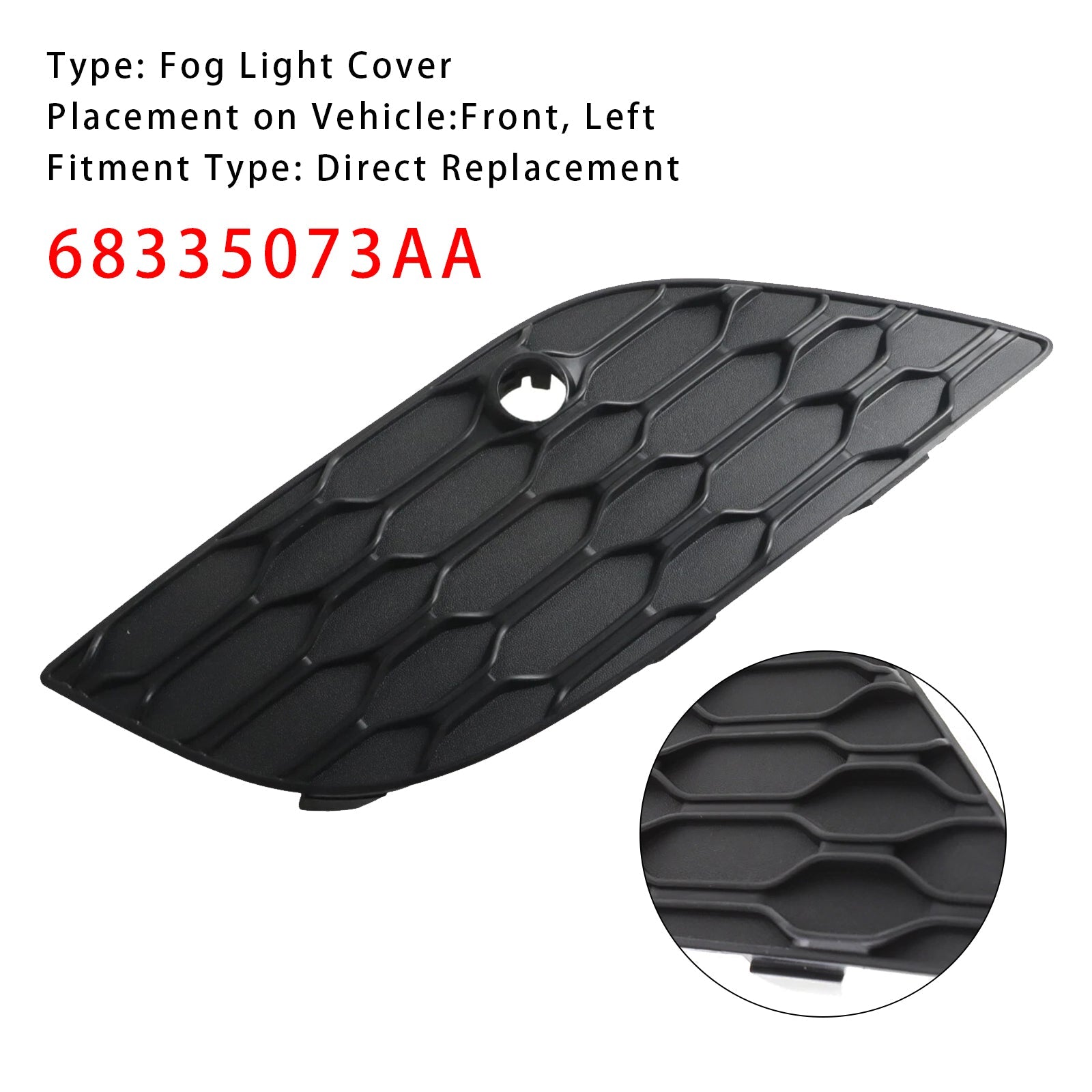 Pokrovček levega odbijača za meglenko za Jeep Grand Cherokee (2017-2022) - kataloška številka : 68335073AA