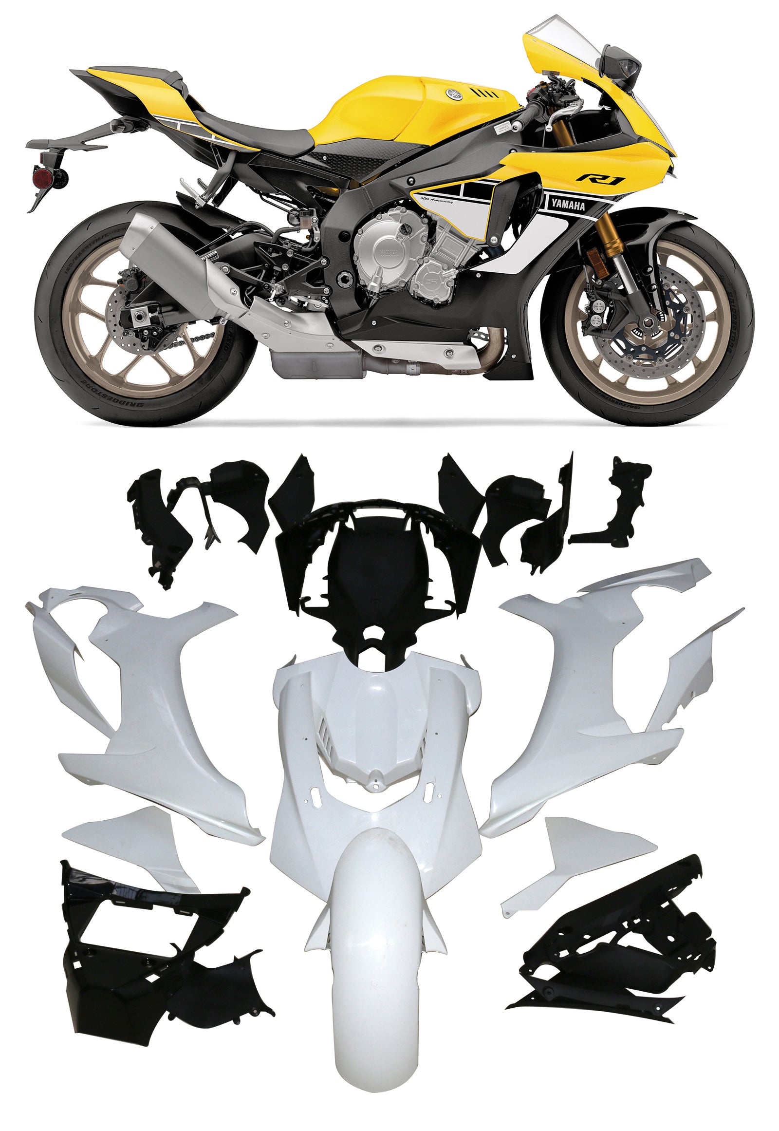 2015-2019 Yamaha yzf 1000 R1 Kit telecamera iniezione corpo in plastica ABS