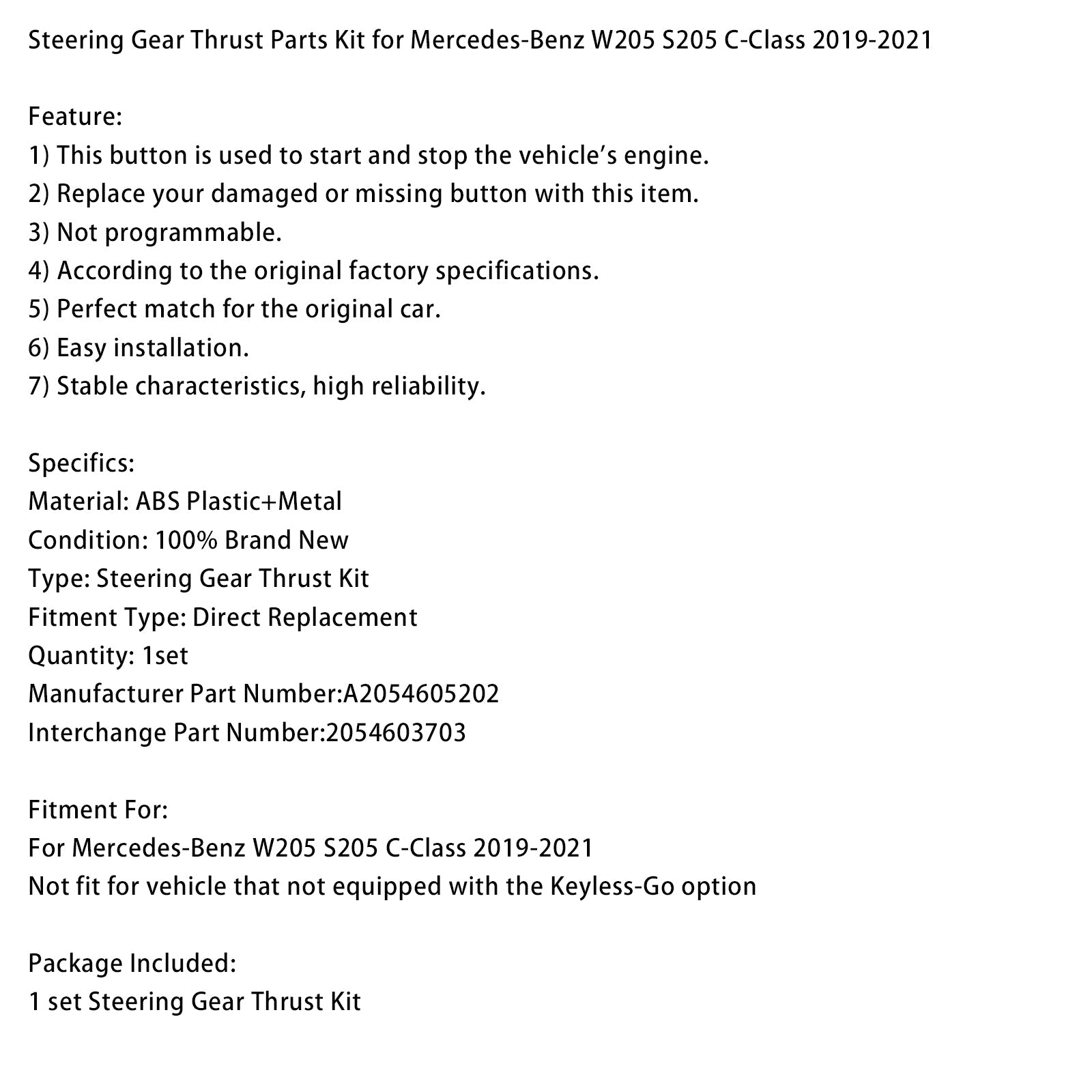 Onderdelenset voor stuuraanslagen voor Mercedes-Benz C-Klasse W205 S205 (2019-2021)