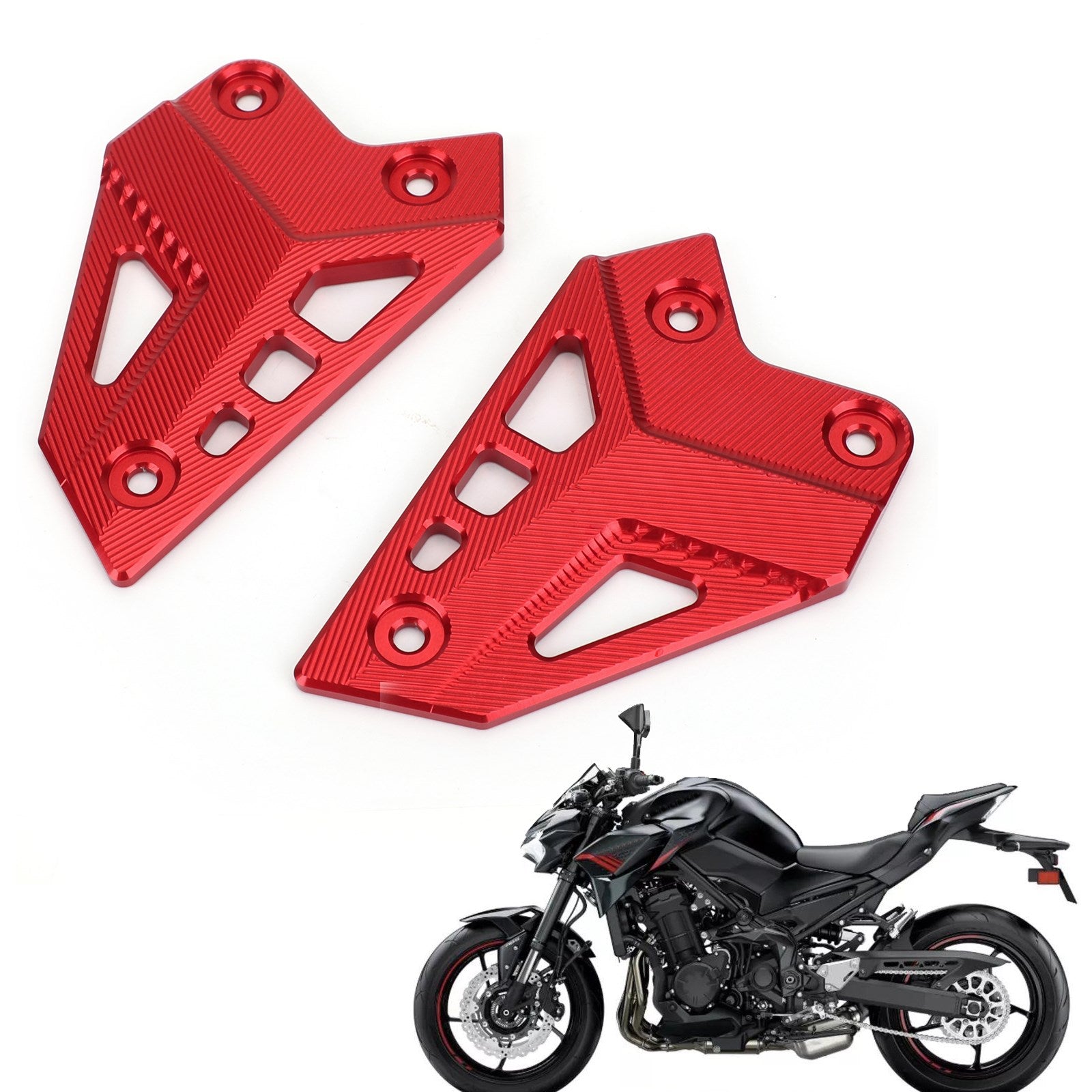 Pour les repose-pieds talons et plaques rouges pour moto Kawasaki Z900 2017 2018 2019 2020 2021 2022