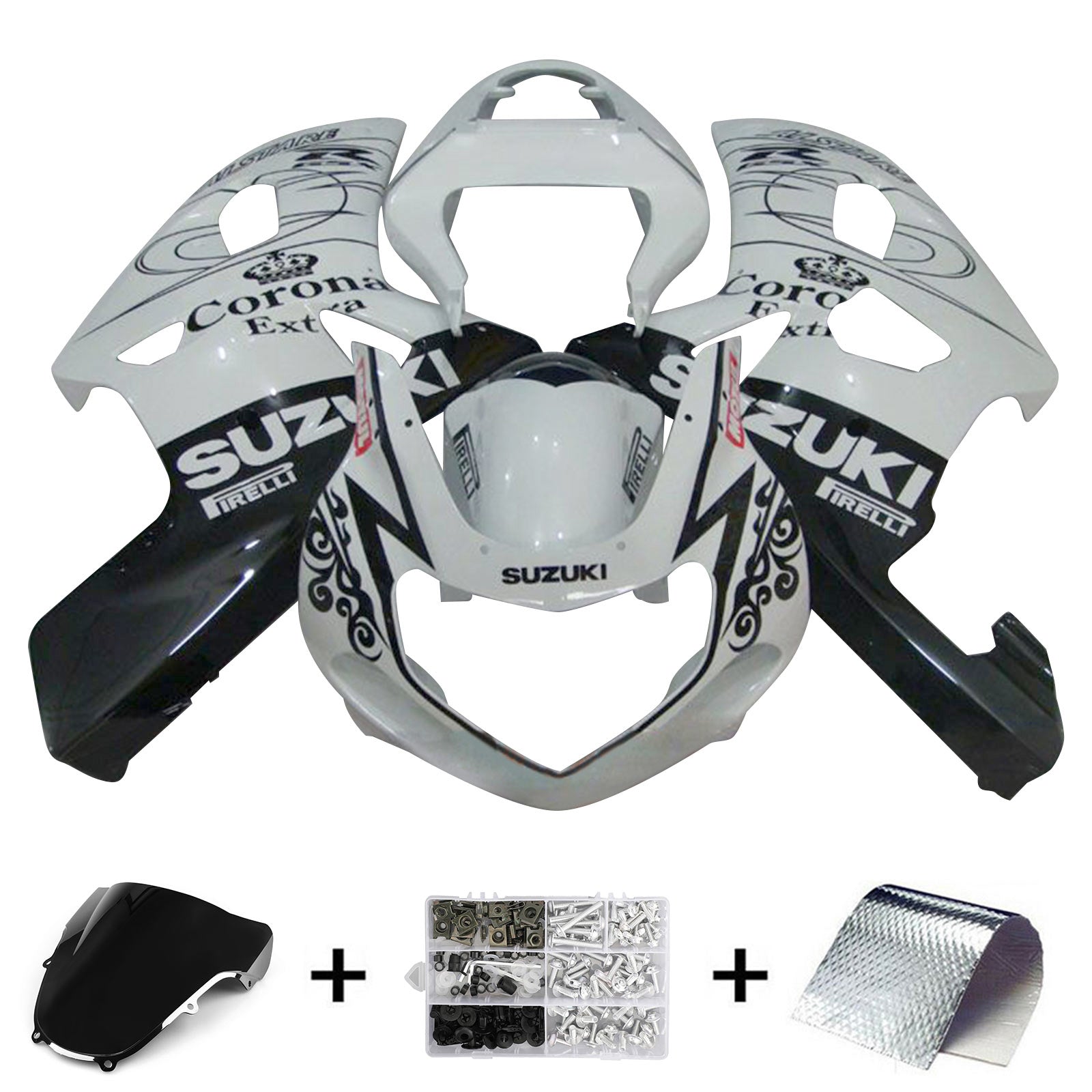 Amotopart Suzuki GSXR1000 2000-2002 K1 K2 Kit de carénage carrosserie plastique ABS