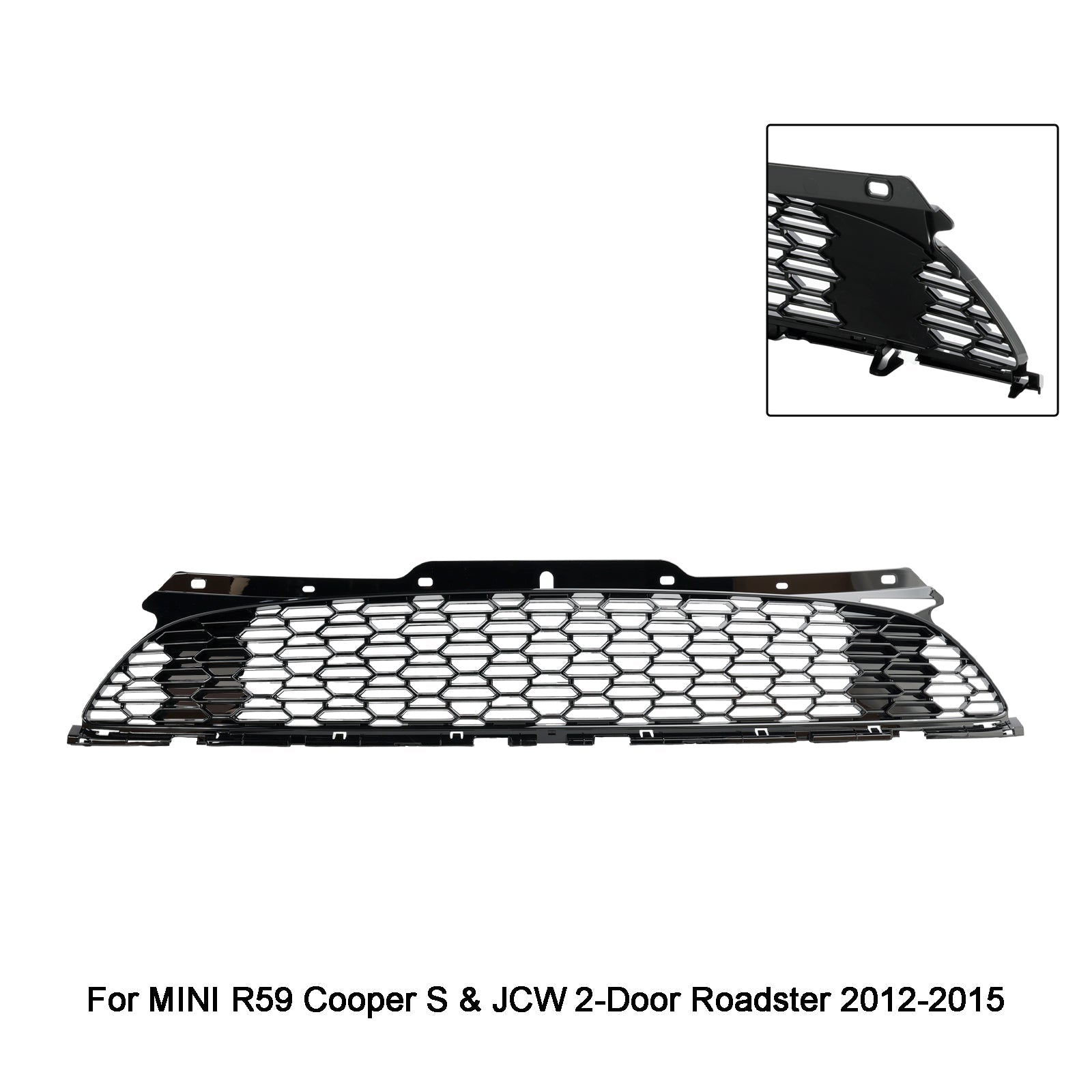 Grille de pare-chocs avant noire brillante de style JCW pour Mini Cooper S R55 R56 R57 R58 R59 2007-2015