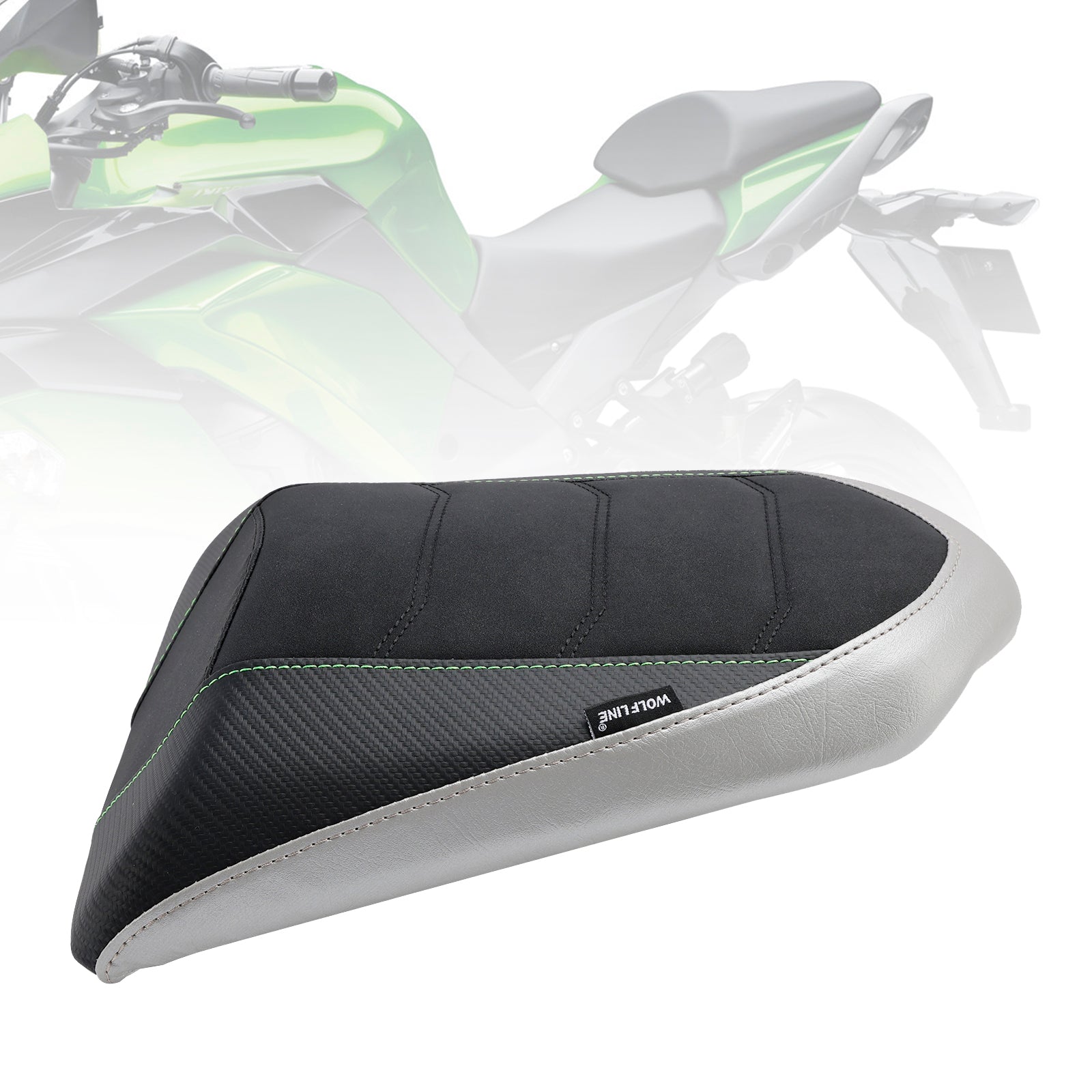 Coussin de siège passager arrière plat vert pour Kawasaki Ninja 1000SX 2022-2023