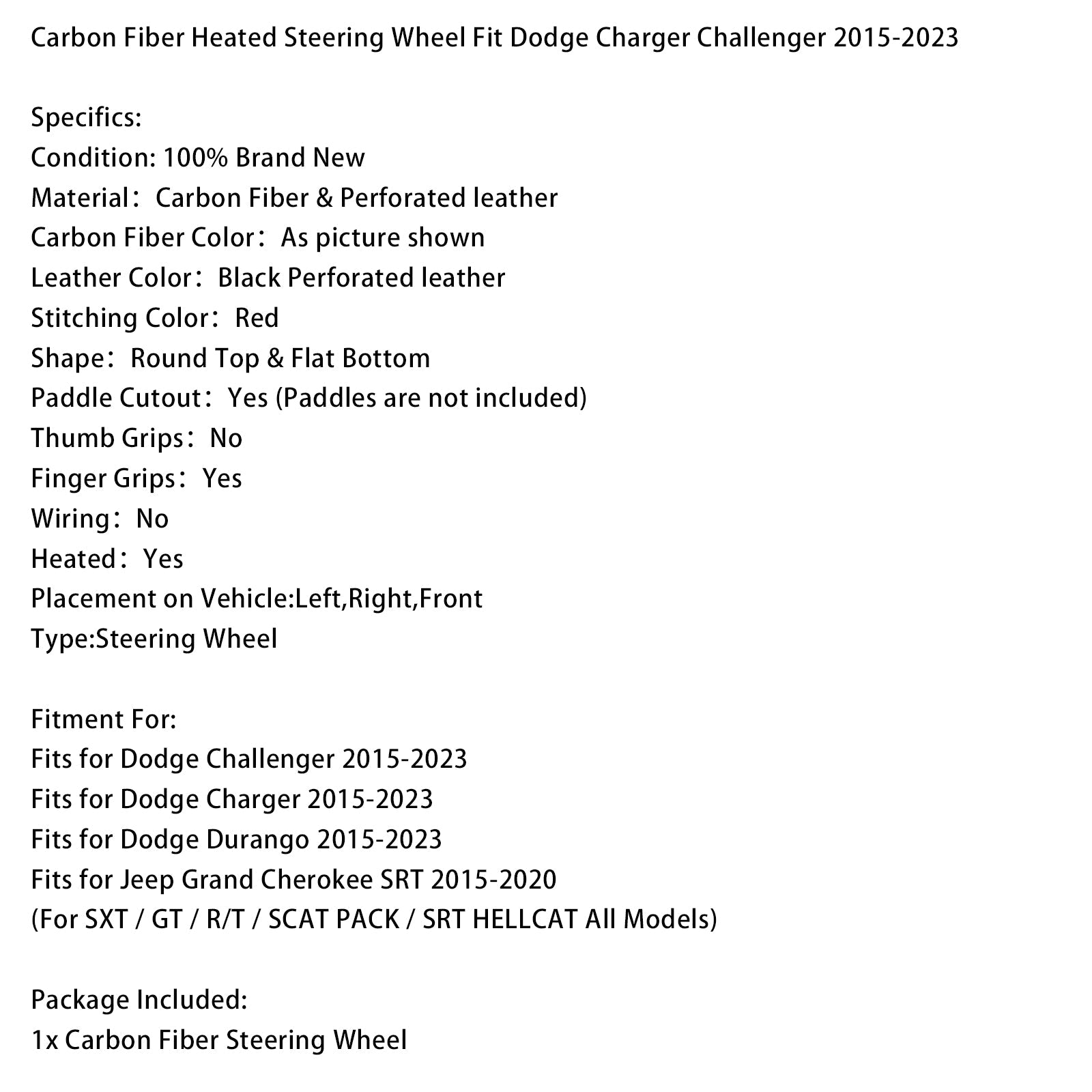 Ogrevan volan iz ogljikovih vlaken za Dodge Charger 2015–2023