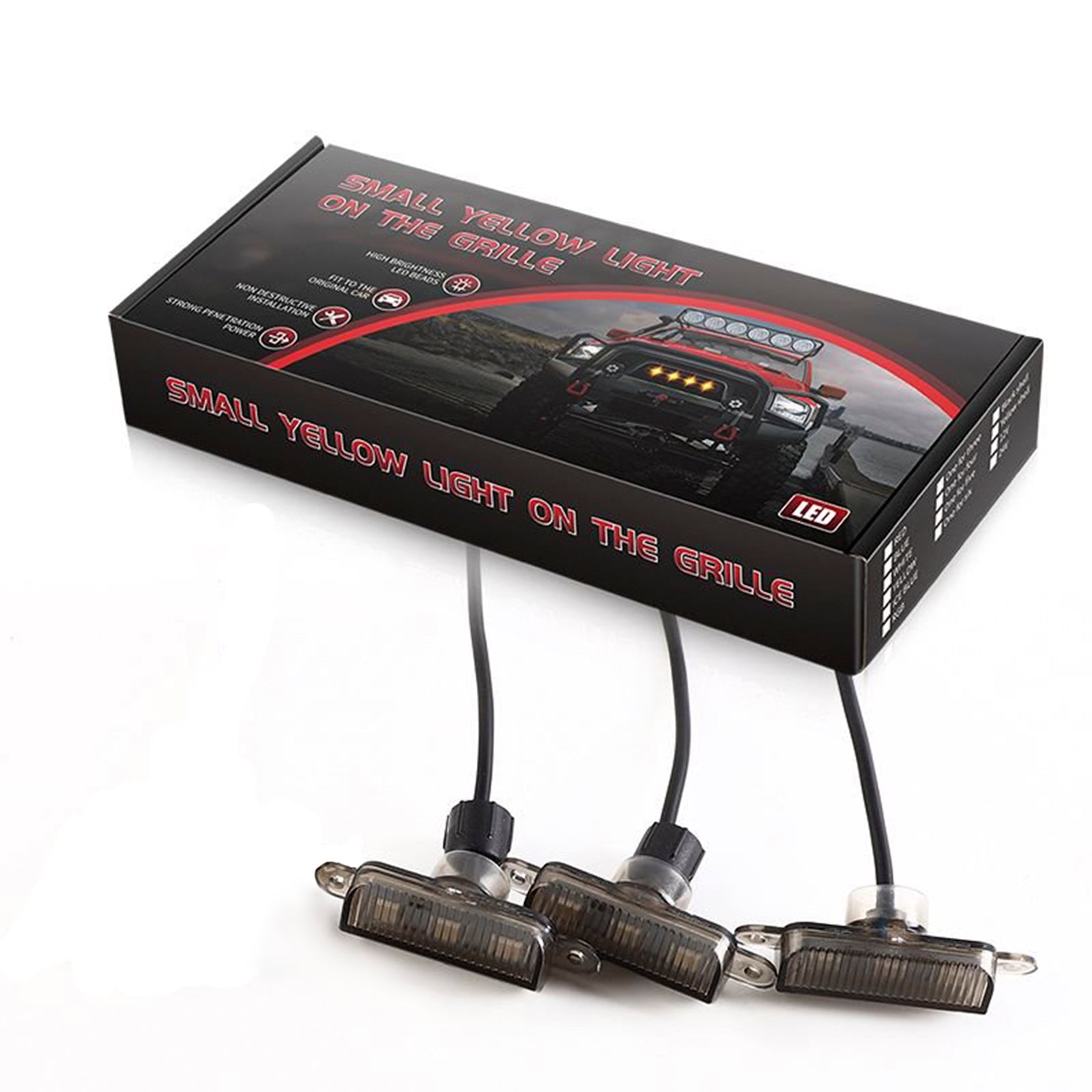 Zestaw 3 świateł LED RGB do przedniego grilla z kontrolerem'zastosowanie dla pojazdów terenowych typu SUV