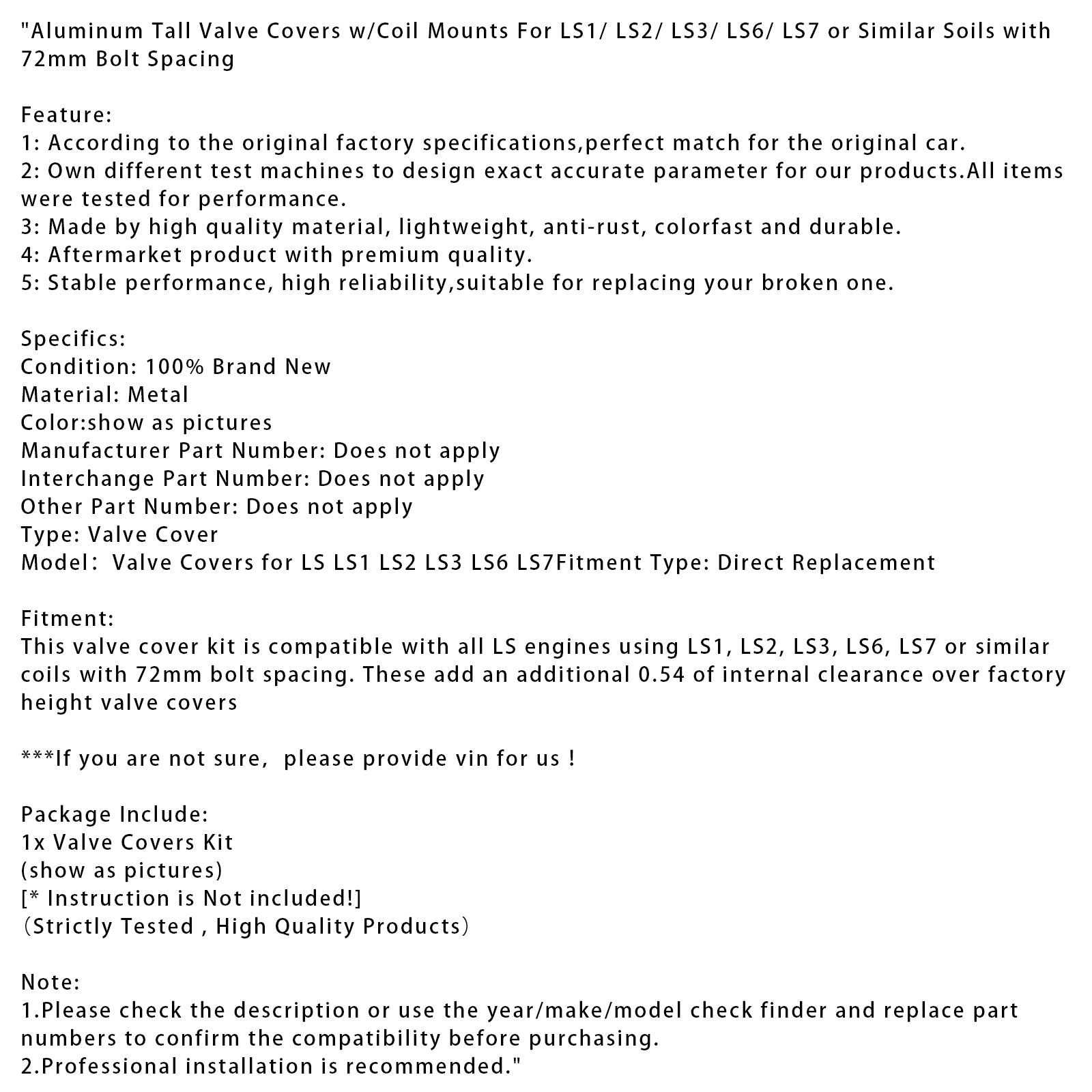 Tapas de válvulas con portacarretes para motores LS1/LS2/LS3/LS6/LS7 y similares con pistones de 72 mm.