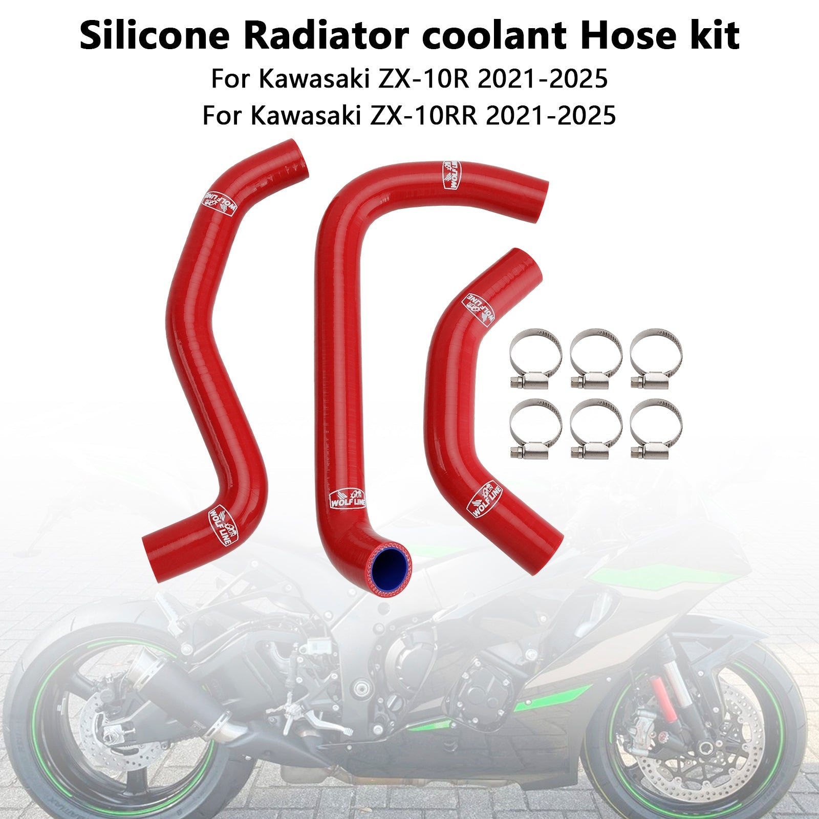 Durite de refroidissement en silicone pour radiateur Kawasaki ZX10R ZX-10RR (2021-2025)