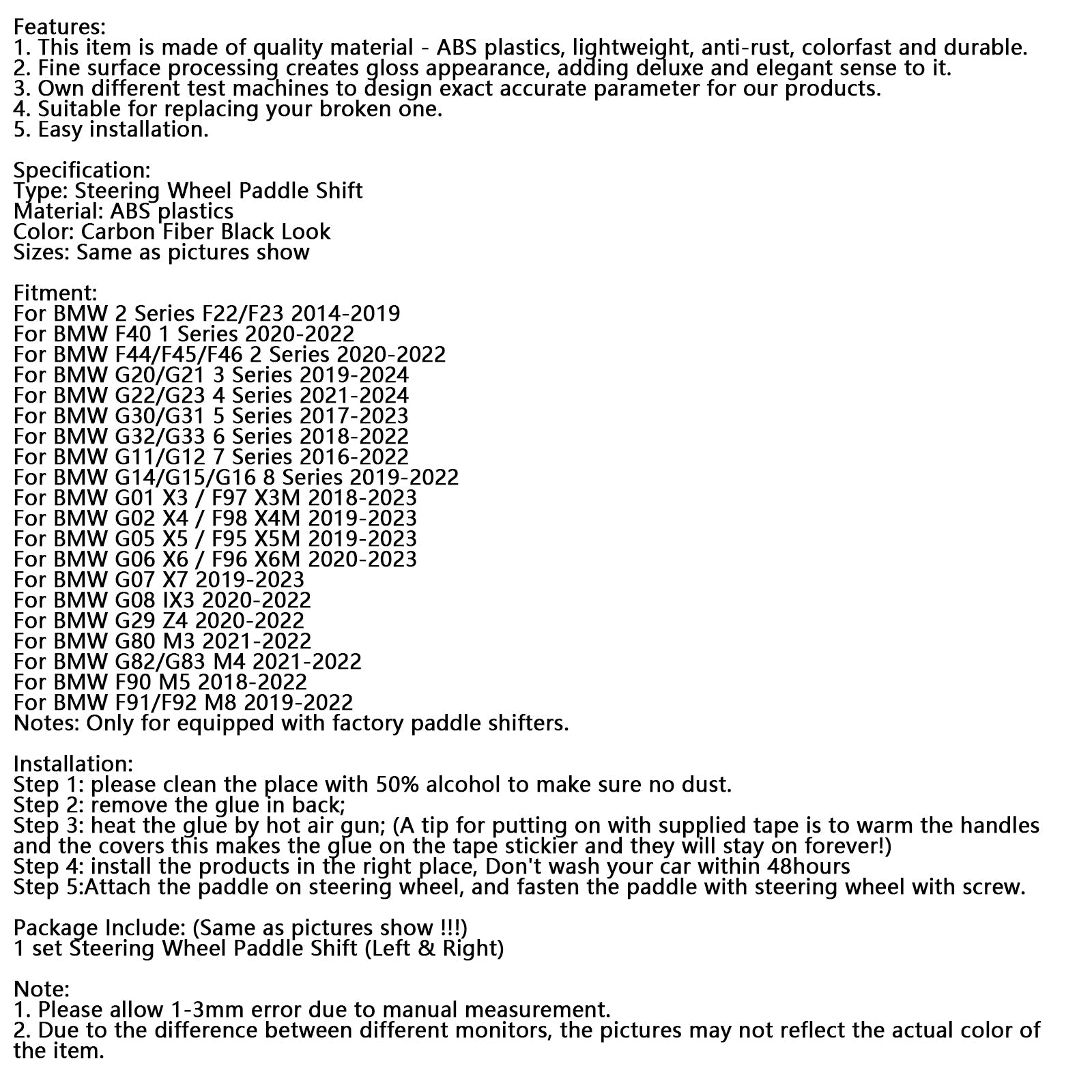 Hitri palete na ogljikovem vidiku volana za BMW 3, 4, 5, G20, G22, G30 2018+