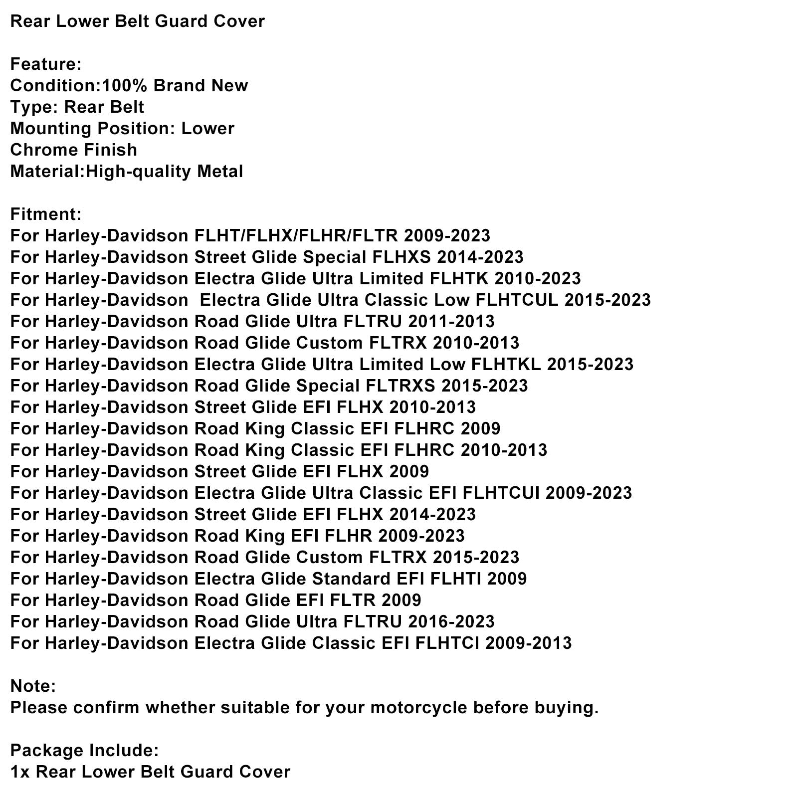 Spodnji zadnji pas za zaščito zadnjega pasu za Harley-Davidson Road King EFI FLHR 2009-2023
