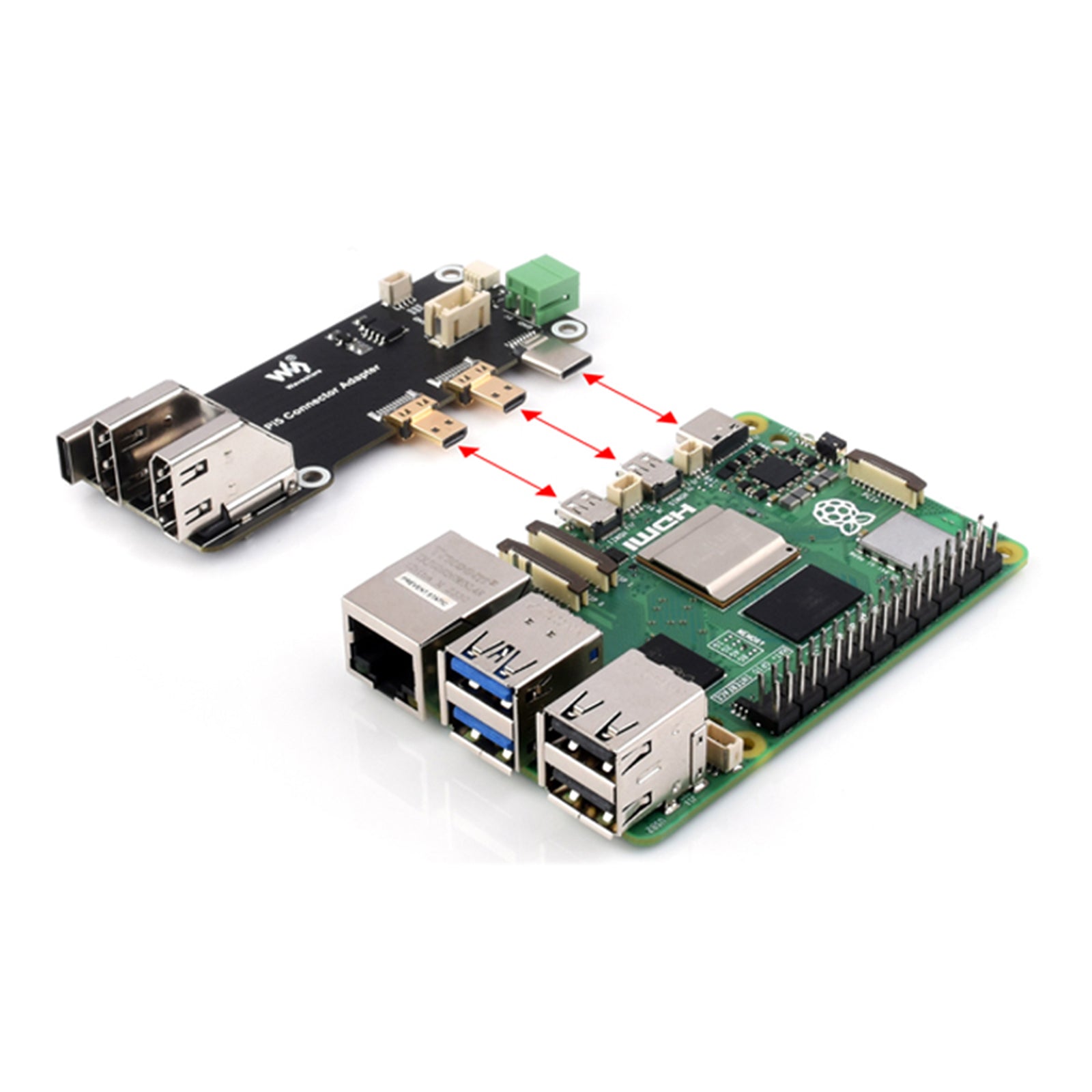 Carte d'extension multifonction Raspberry Pi avec double sortie HDMI 4K et Pi5/Pi4B