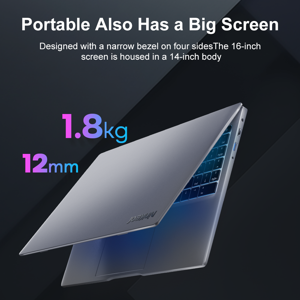 Ordinateur portable Ninkear N16 Pro 16 pouces 2 5K WiFi6 32 Go de RAM + 1 To SSD