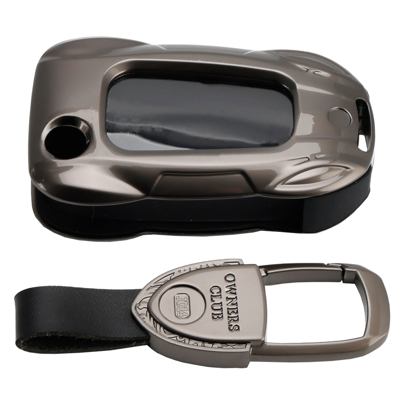 Funda para llaves de coche de piel gris y zinc para VW Polo Skoda, aleación de zinc y protección para llaves de coche.