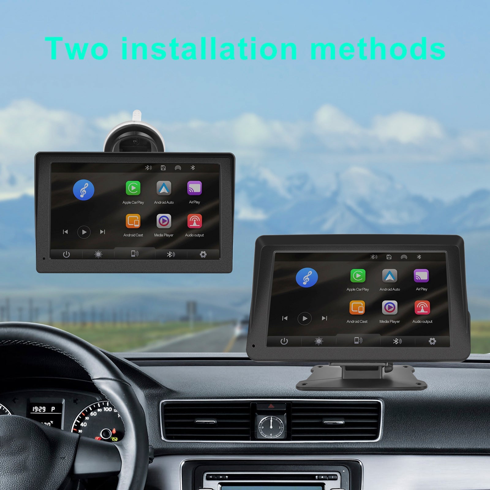 Lecteur multifonctions 7 pouces compatible CarPlay, Apple AirPlay et Android Auto avec caméra de projection