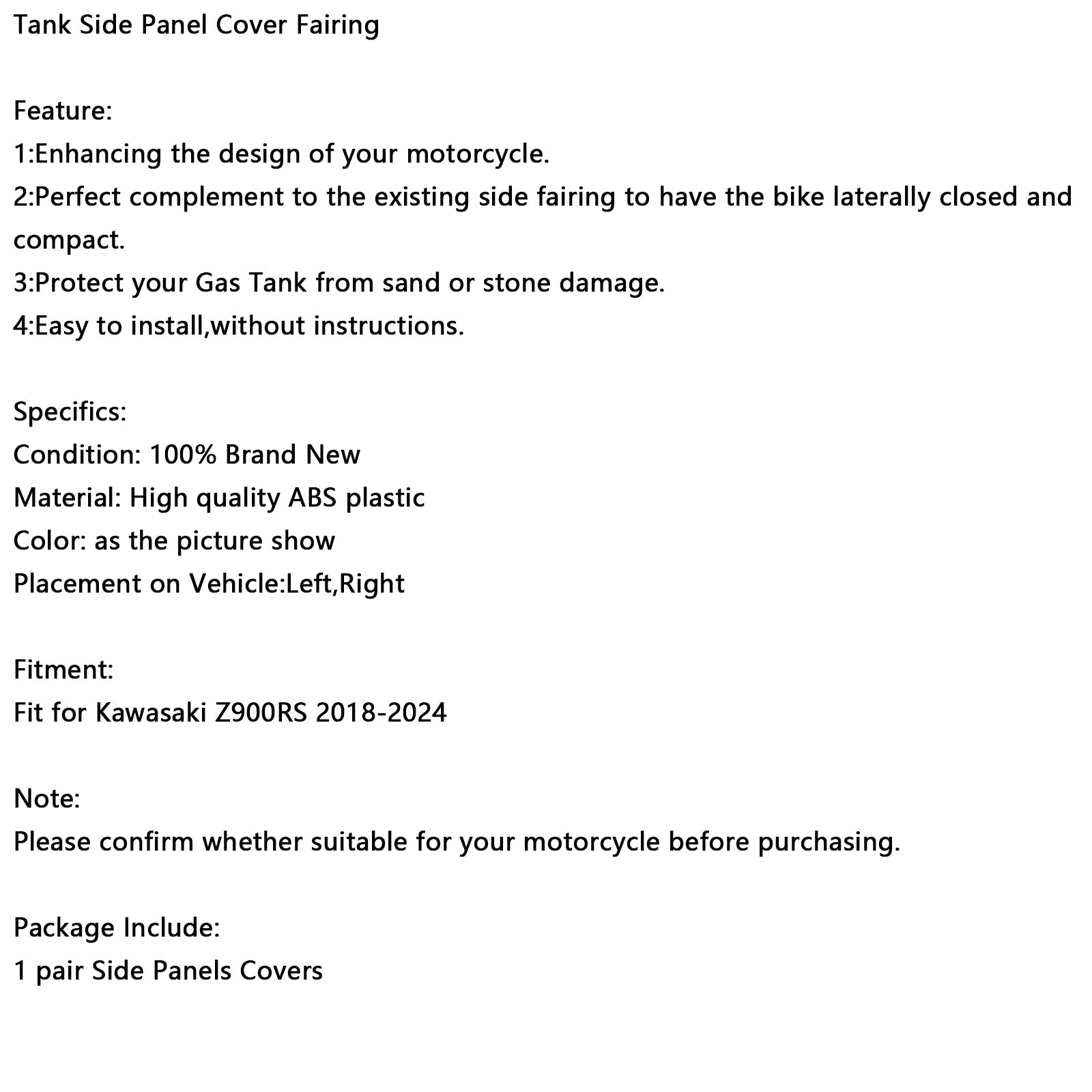 Osłona boczna zbiornika paliwa&Chromowany korek wlewu paliwa do Kawasaki Z900RS 2018-2024