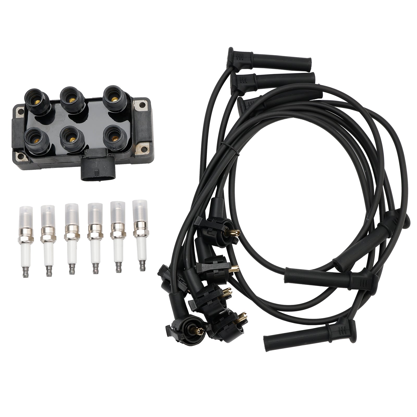 Bobine d'allumage + 6 bougies d'allumage + 6 fils FD480 DG452 90TF12029A pour Mazda B3000 V6 4.0l 1995-2000
