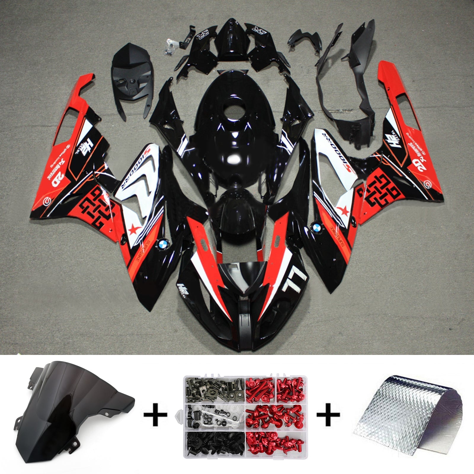 Kit de carénage d'injection pour BMW S1000RR 2015-2016 Carrosserie Plastique ABS