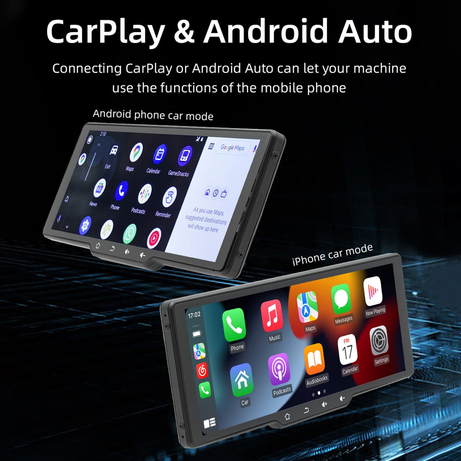 Lecteur MP5 Bluetooth portable sans fil Carplay avec écran de 10,26 pouces + 4 caméras LED