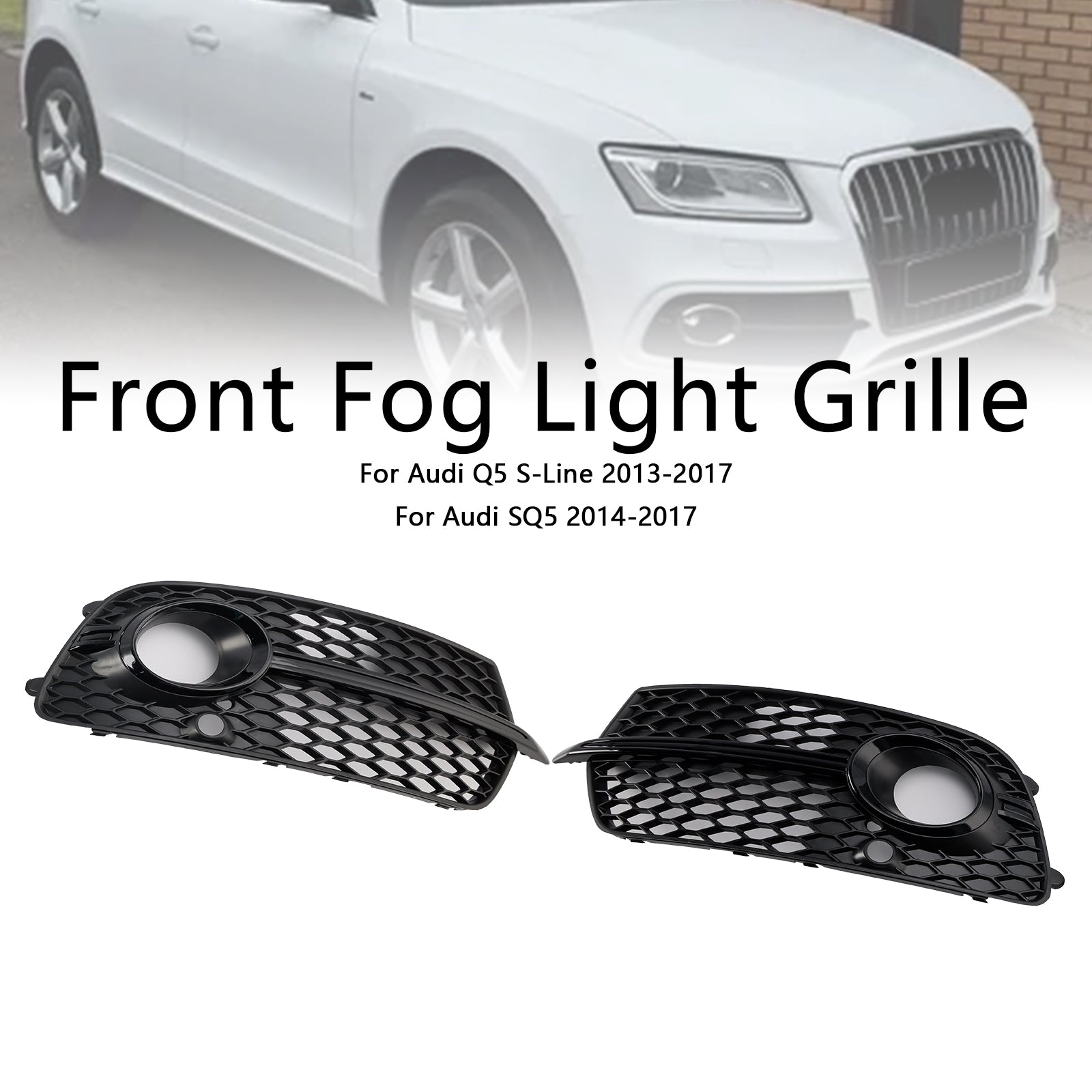 Black Front Fog Light Grille voor Audi Q5 S-Line SQ5 2013-2017