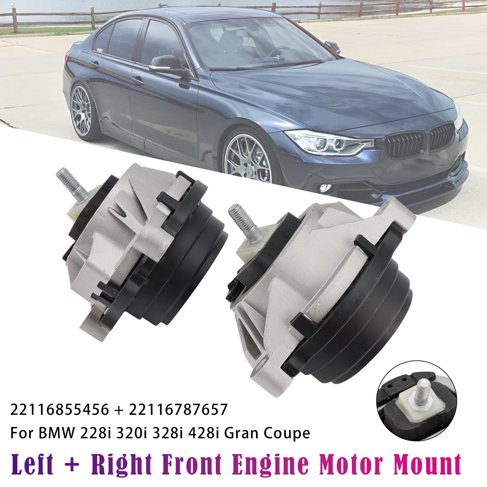 22116787659 Support moteur avant gauche + droit pour BMW 428i Gran Coupé F36 2015-2016 L4 2.0L 22116855456