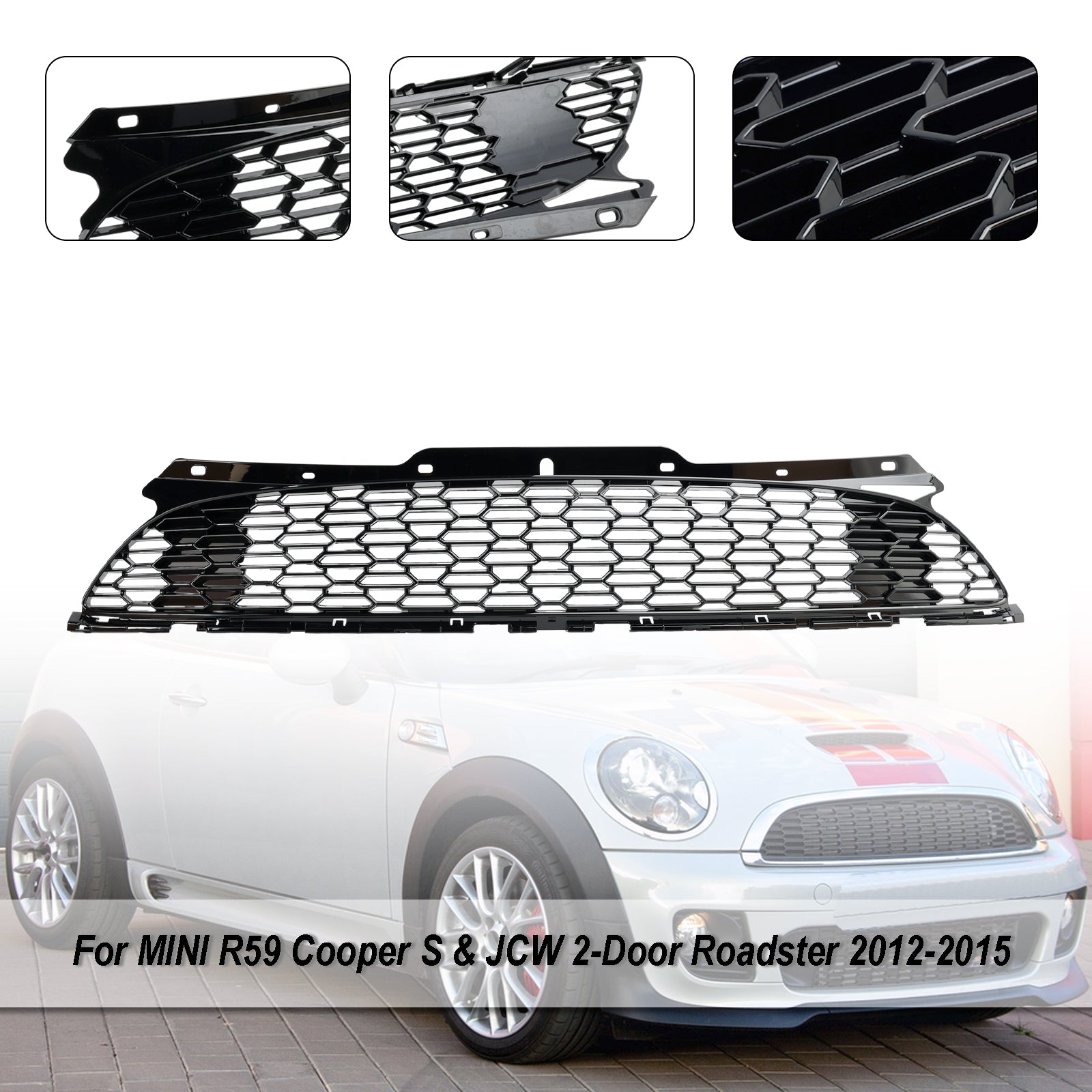 Grille de pare-chocs avant noire brillante pour MINI R58 Cooper S et JCW 2 portes coupé 2011-2015