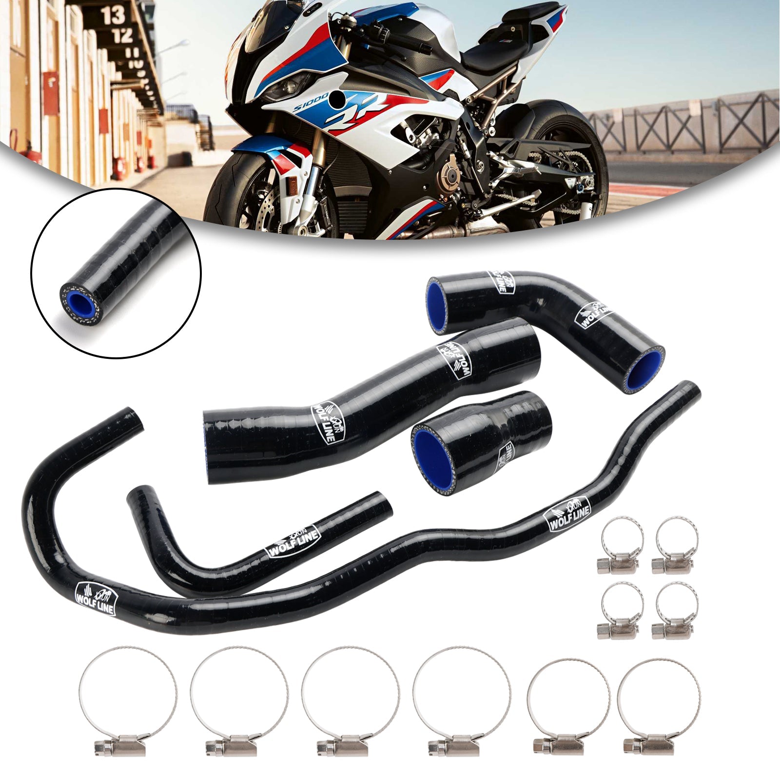 Kit de durites de refroidissement en silicone pour radiateur BMW S1000RR 2019-2023