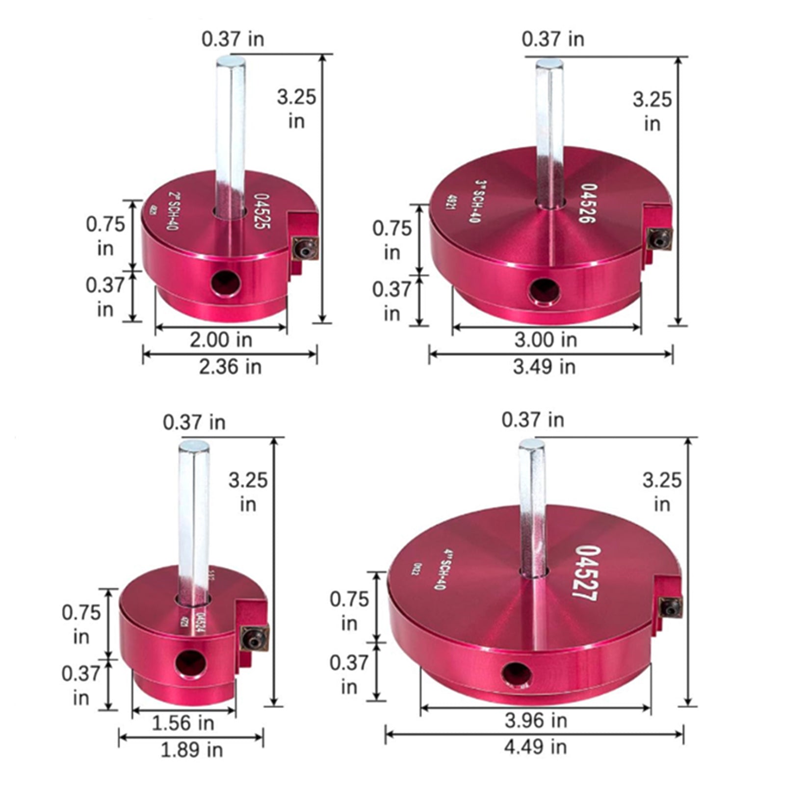 Kit de Alésoirs pour Tuyaux PVC 4 Pièces - Outil de Réparation d'Emboîtures SCH pour Perceuses 1/2"
