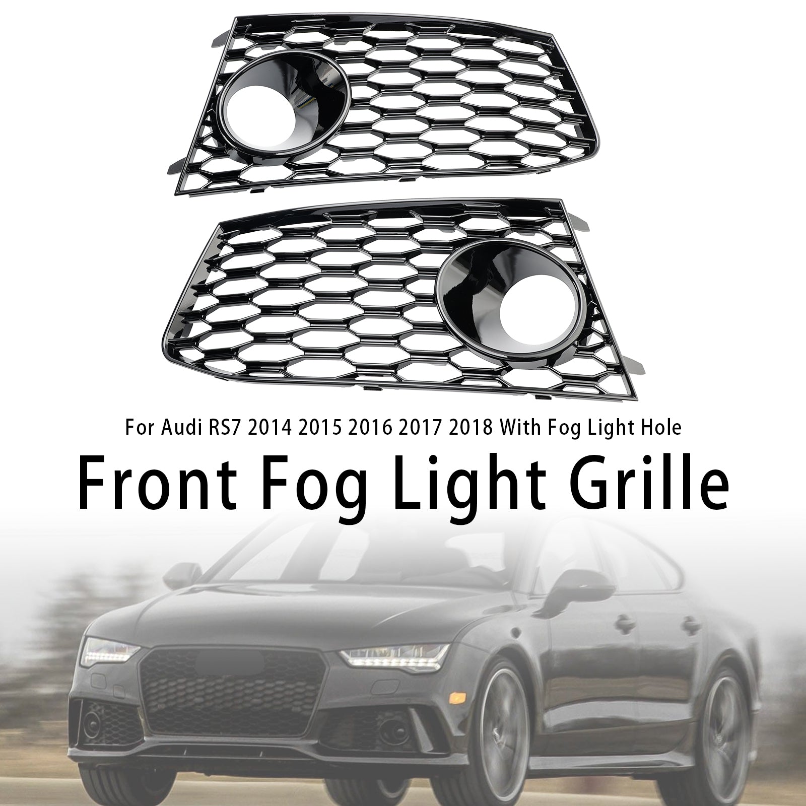 Paire de couvre-calandres de phares antibrouillard pour pare-chocs avant Audi RS7 2014-2018