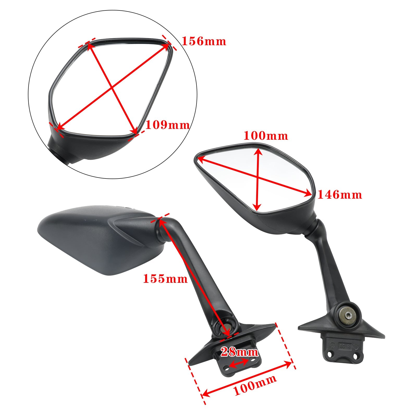 PAIRE DE RÉTROVISEURS NOIRS POUR YAMAHA TMAX T-MAX 530 2017-2019 BC3-26280-00 BC3-26290-00