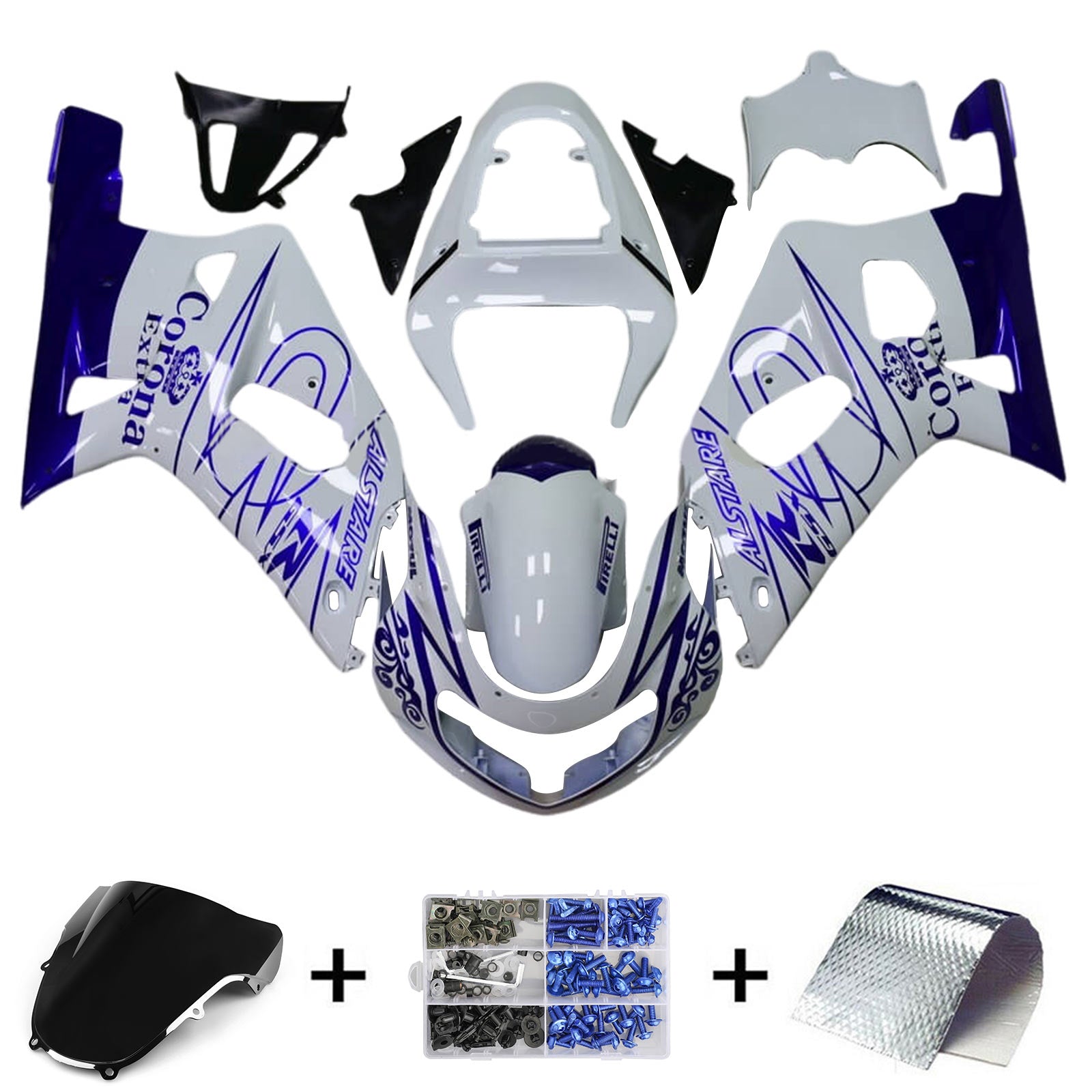 2001-2003 Suzuki GSXR600 GSXR750 K1 Kit de carénage de carrosserie en plastique