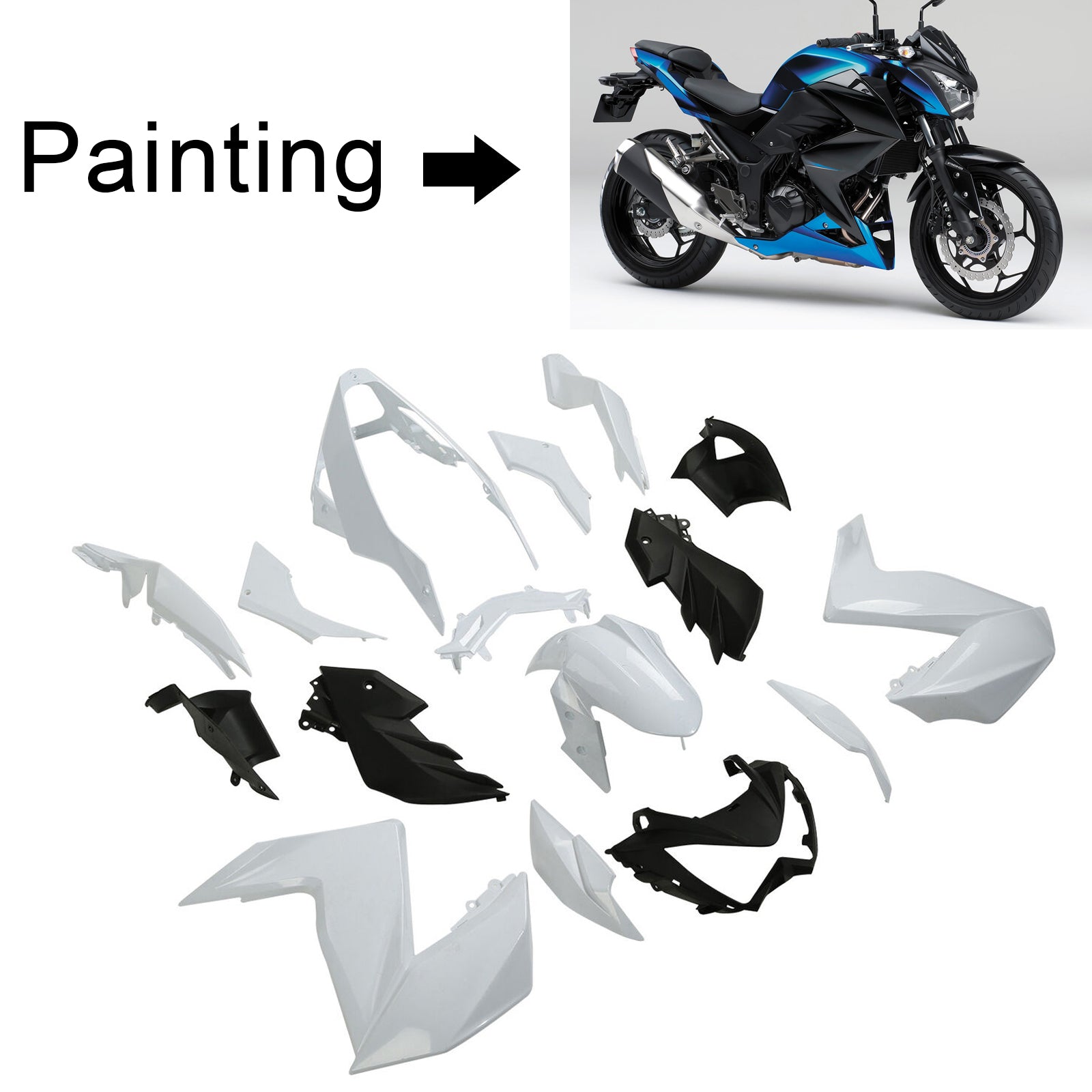 Injection carénage kit carrosserie plastique ABS fit pour Kawasaki Z250 Z300 2015-2016