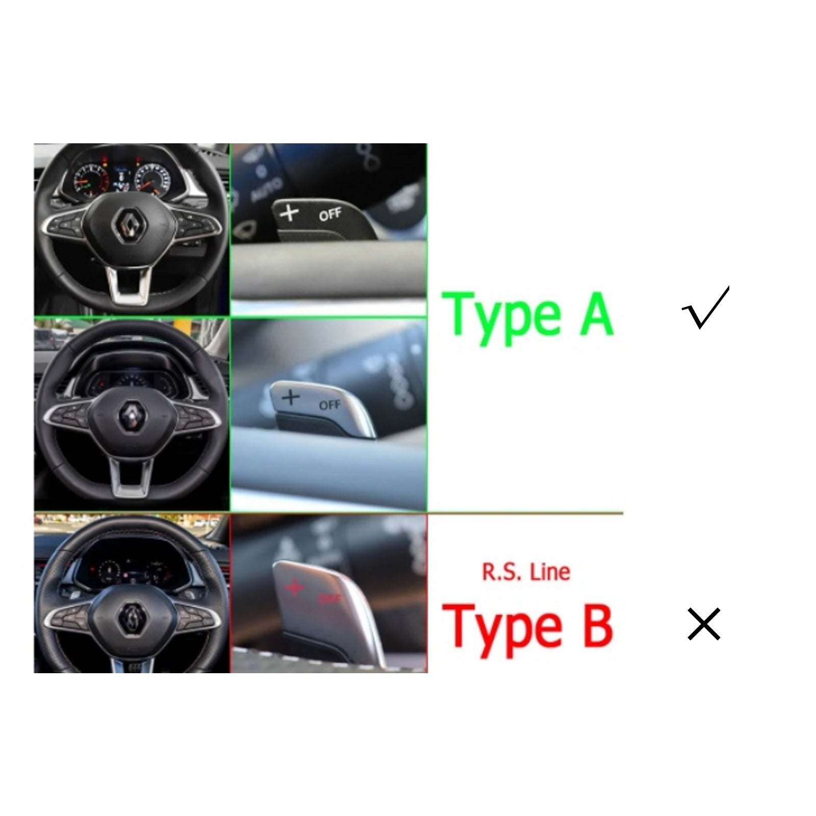 Alumiininen ohjauspyörän vaihdevivun jatke Renault Clio Capturille