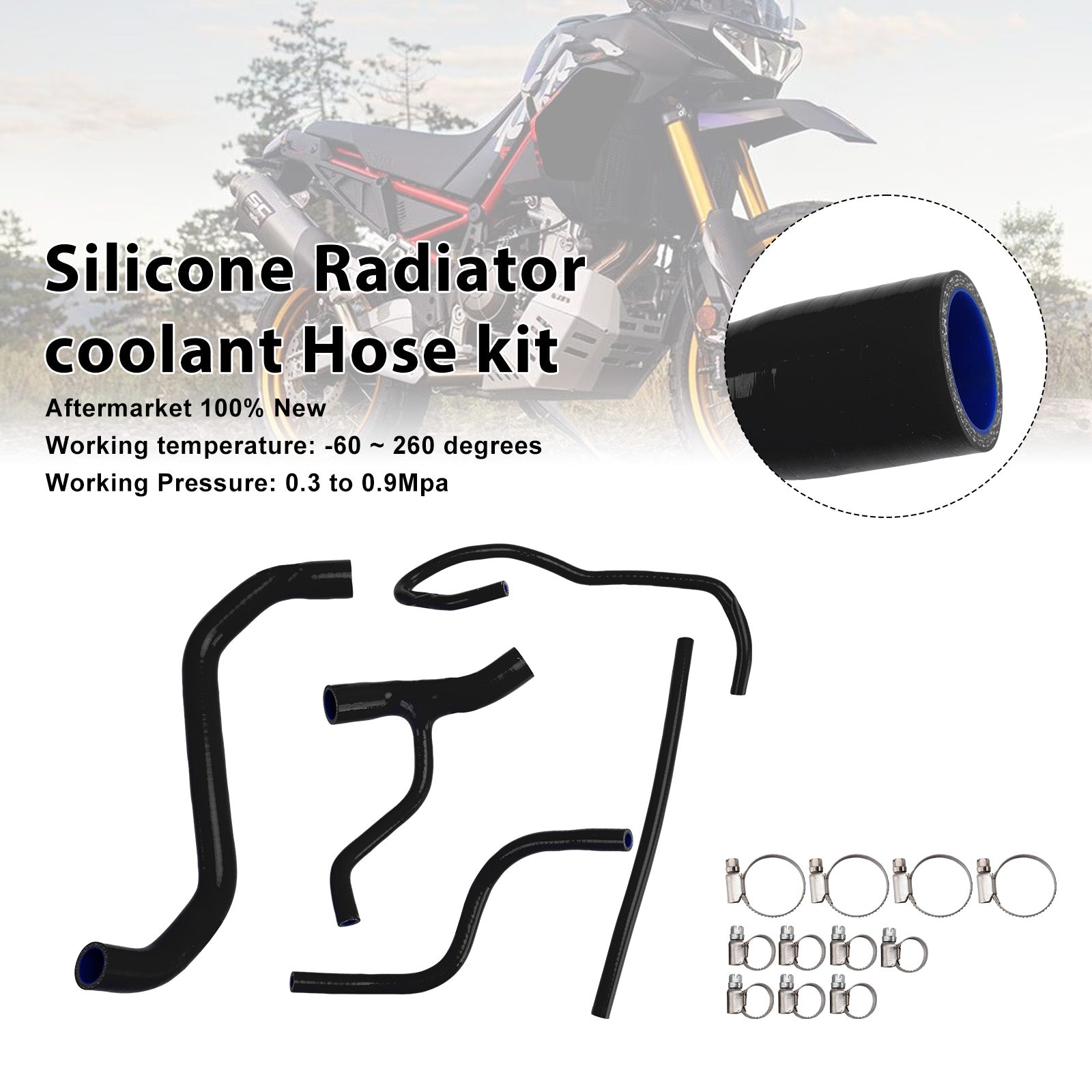 Durite de refroidissement en silicone pour radiateur Aprilia Tuareg 660 (2022-2025)