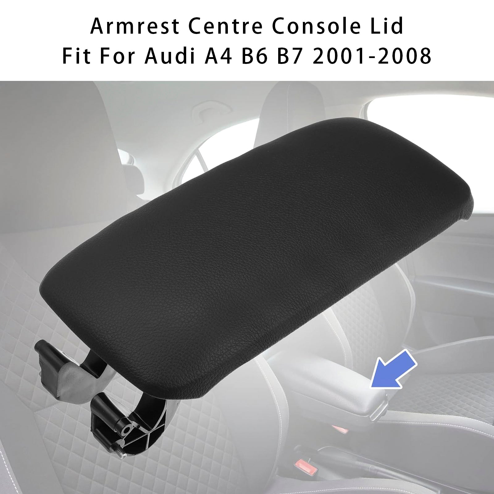 Console centrale centrale di bracciolo in pelle nera per Audi A4 B6 B7 2001-2008 8E0864245E