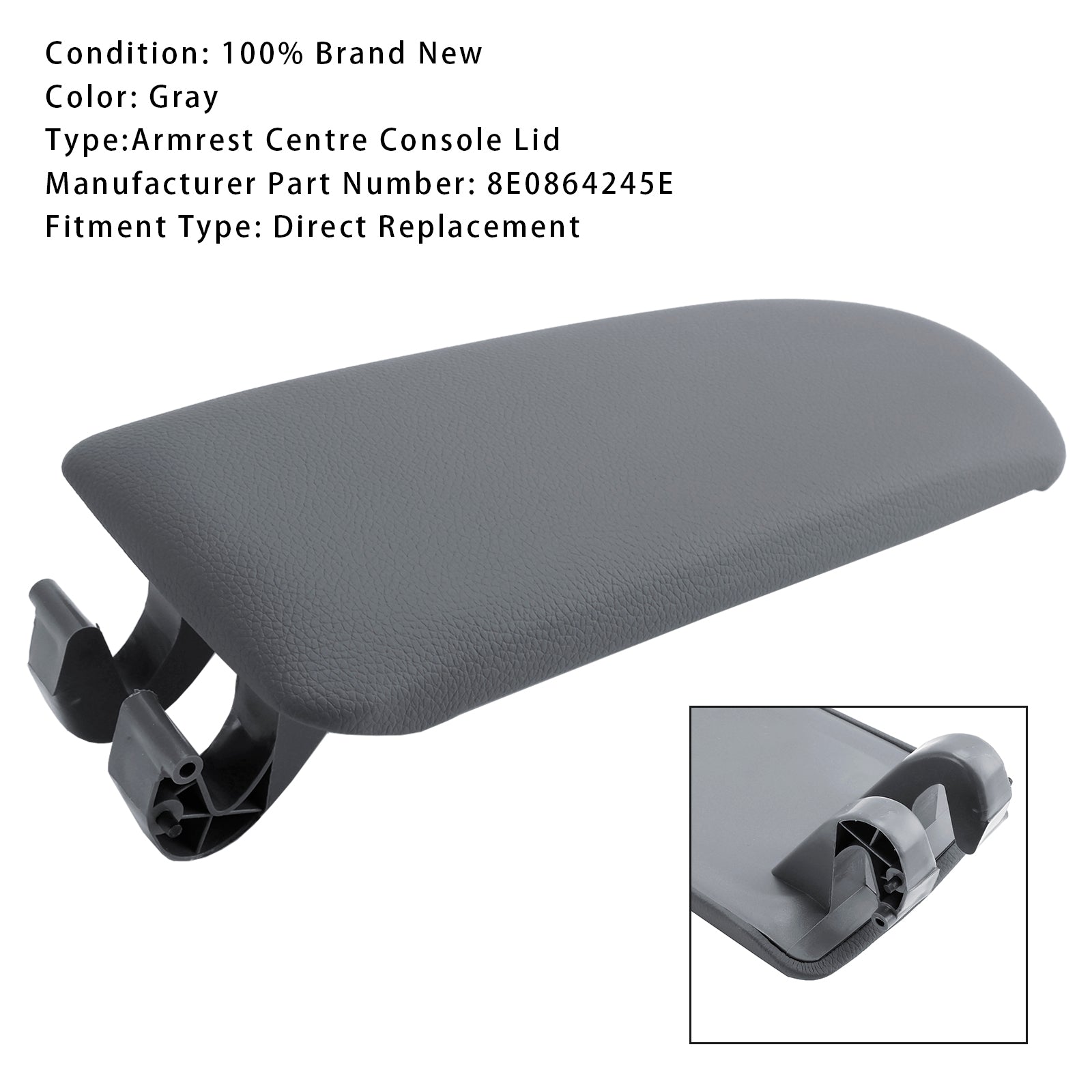 Couvercle de console centrale d'accoudoir en cuir gris pour Audi A4 B6 B7 2001-2008 8E0864245E