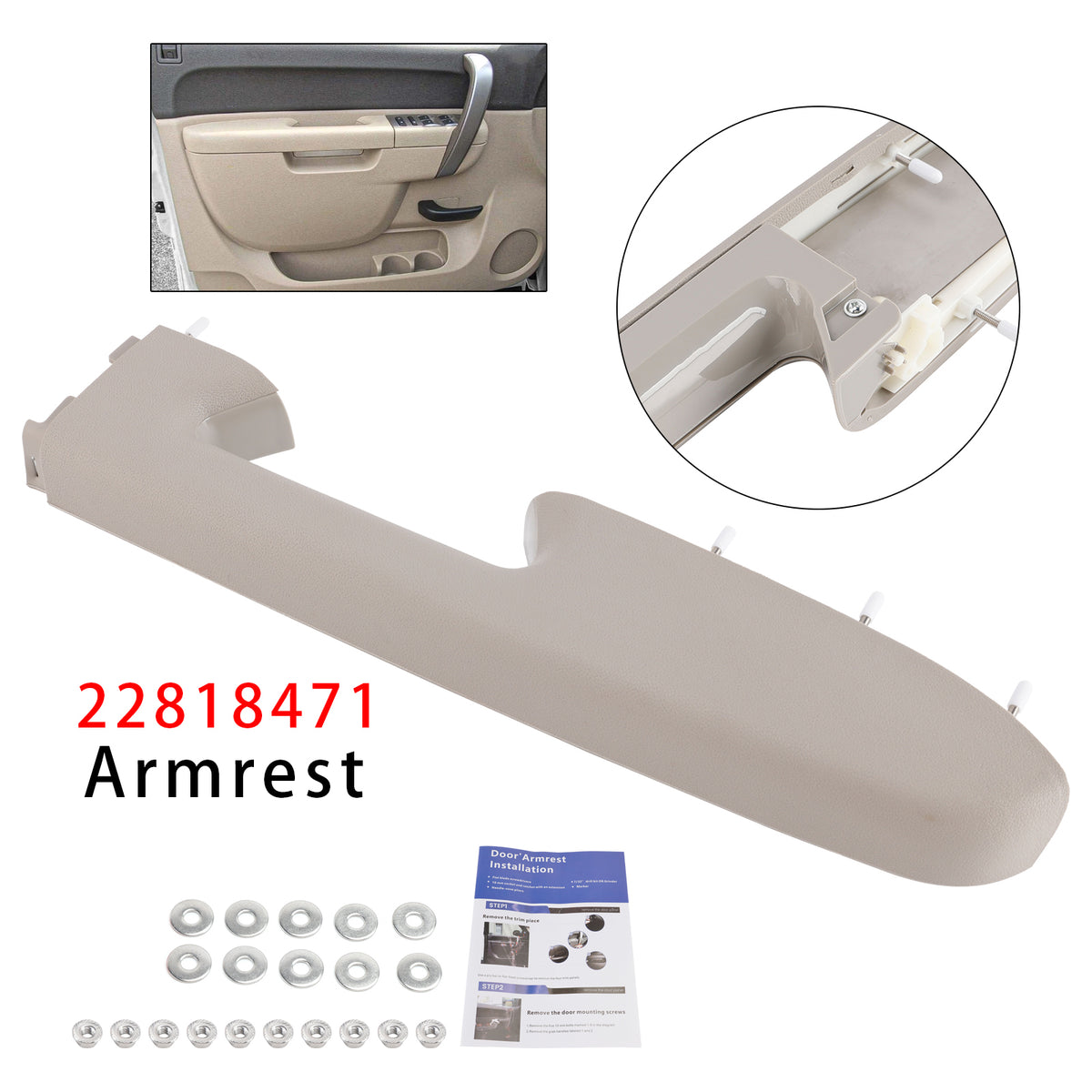 Kit de réparation d'accoudoir avant droit pour Chevy Silverado 1500 2500HD 2010-2014 (gris)