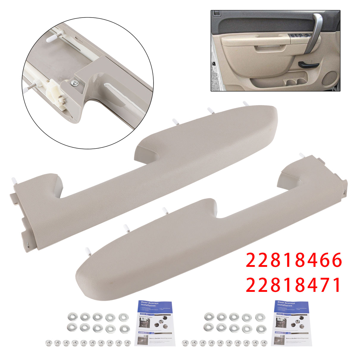 Reparatursatz für die vordere Armlehne, grau, Teilenummer 22818471, für GMC Sierra 1500 (2010-2013)
