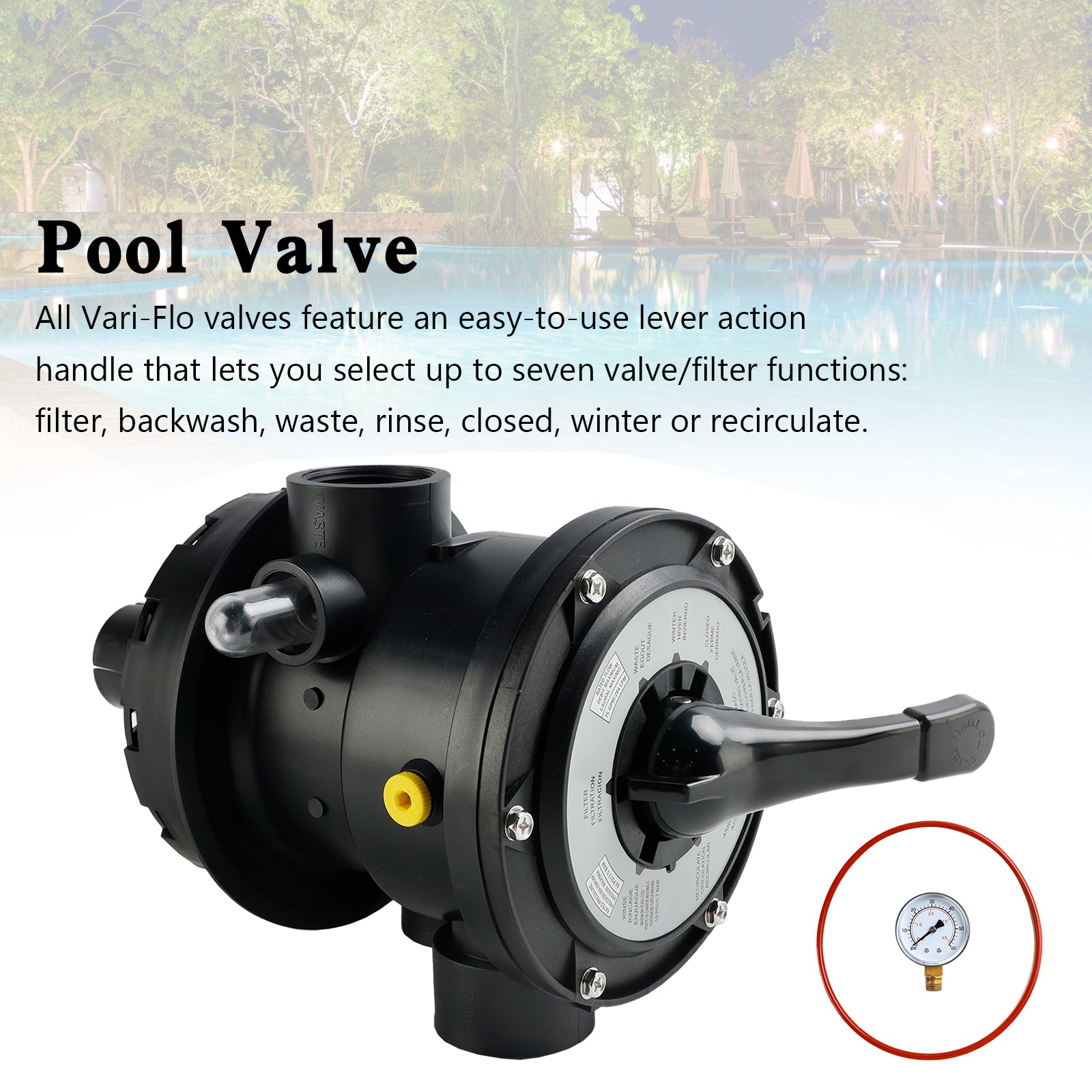 SP0714T Vari-Flo Commande 1-1/2" (1,5 pouces) FIP Montage Supérieur Vanne Multiport Pour Hayward