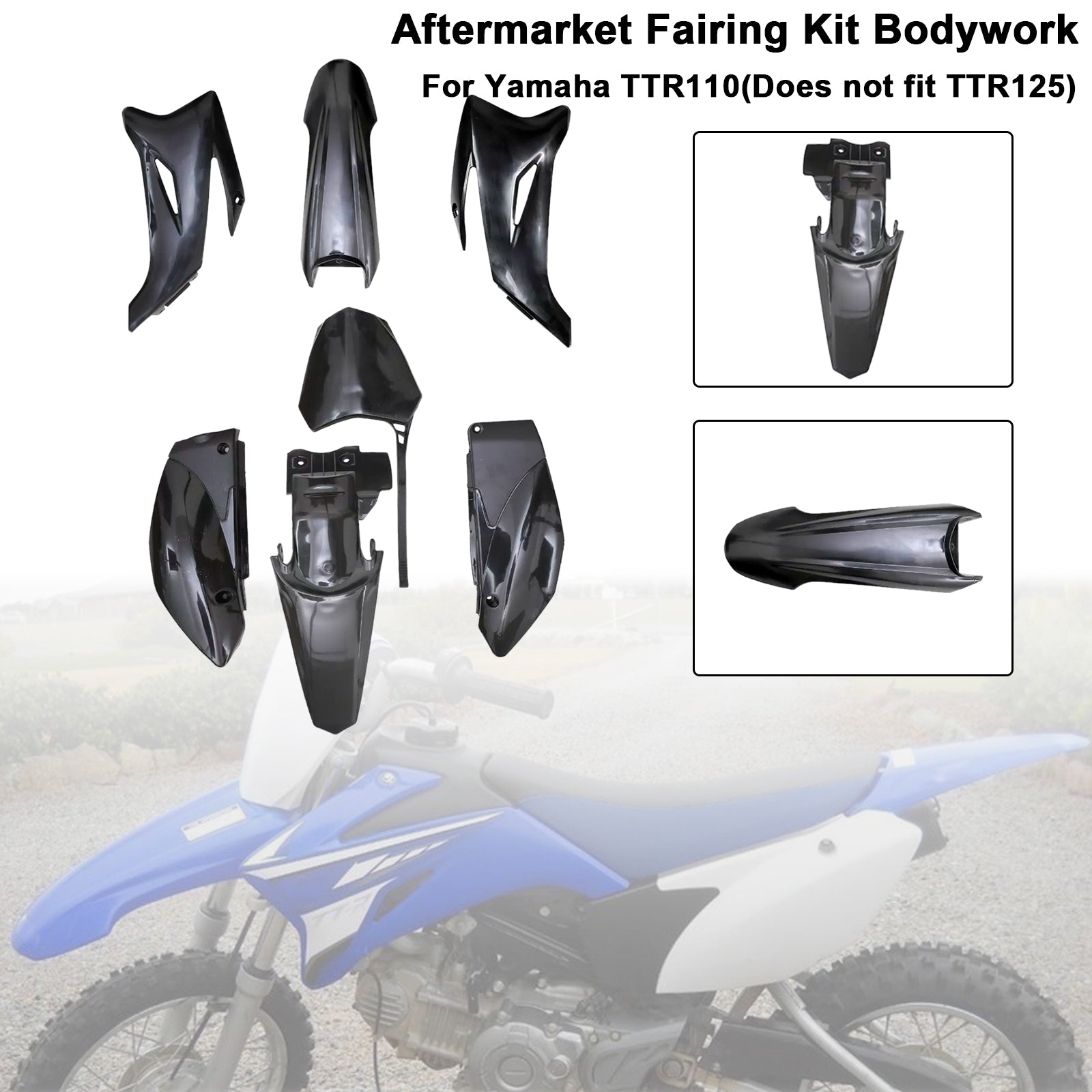 Kit carrosserie plastique et carénage garde-boue pour moto tout-terrain Yamaha TTR110