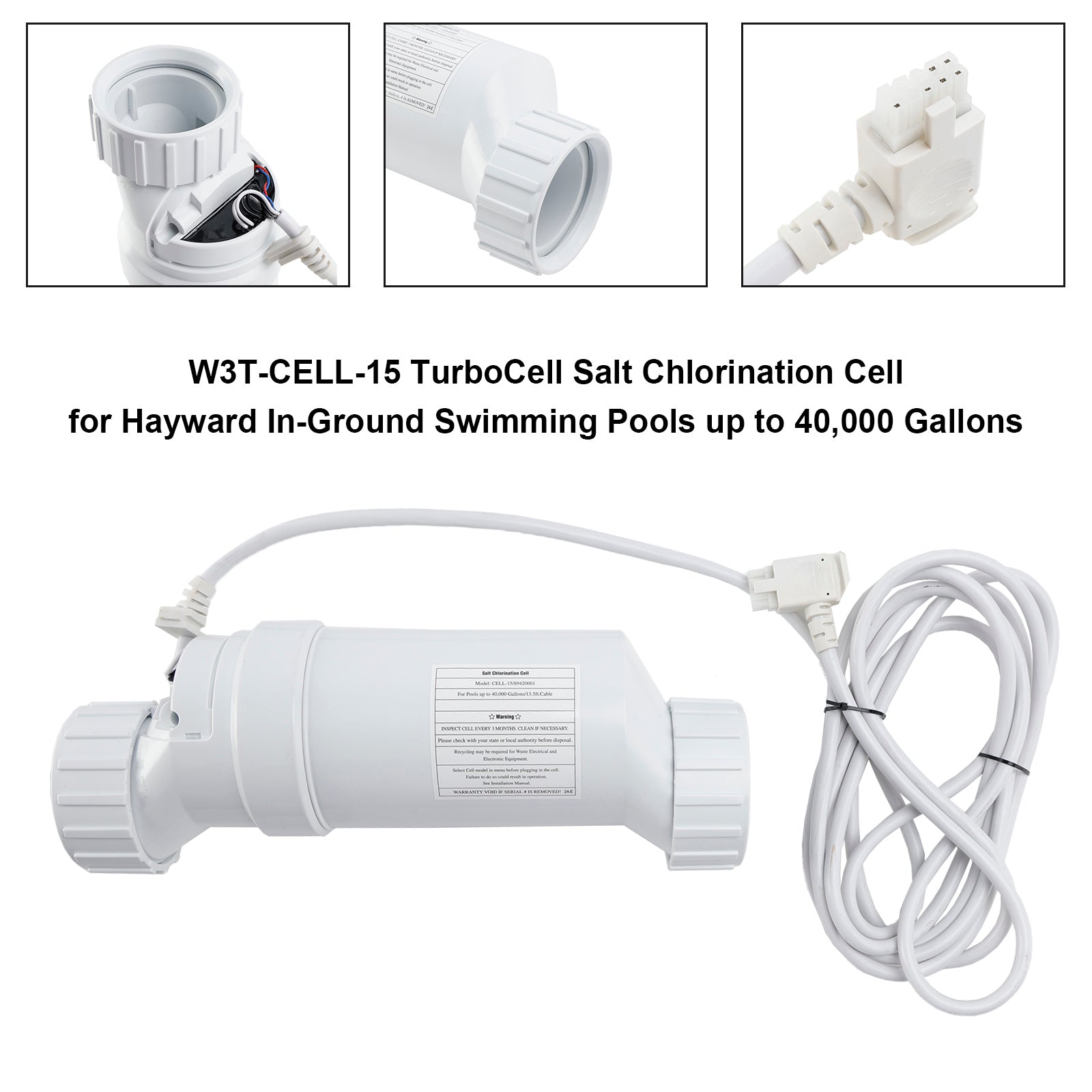 Cellule de chloration au sel TurboCell W3T-CELL-15 adaptée à Hayward jusqu'à 40 000 gallons