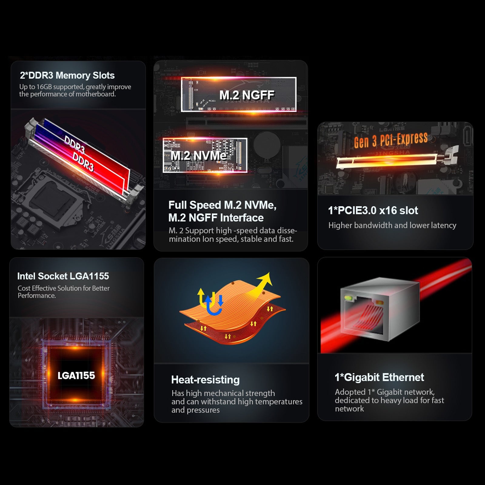 Carte mère B75M-K pour ordinateur de bureau, carte réseau Gigabit, mémoire DDR3, LGA-1155, CPU M.2