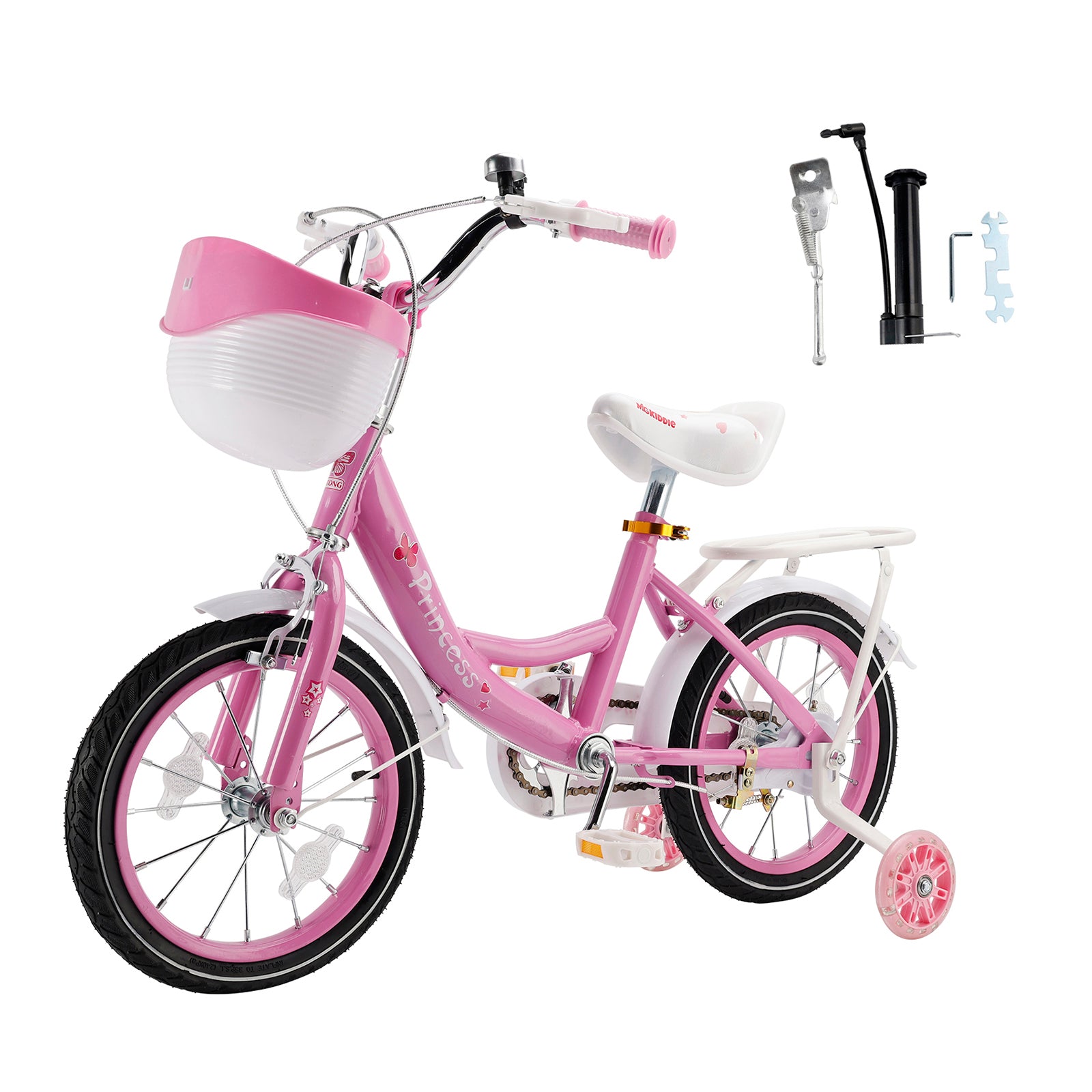 Bicicleta de princesa evolutiva de 18 pulgadas - Manejo ajustable y silla de montar - rosa y morado - Garantía