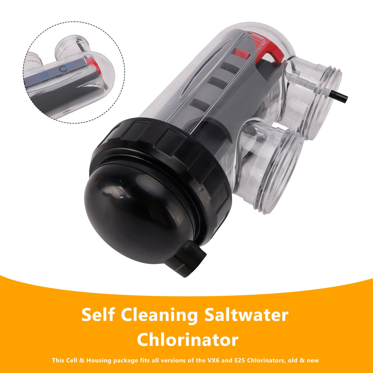 Cellule de remplacement pour chlorinateur à eau salée avec boîtier de cellule pour Astral/Hurlcon VX6/E25